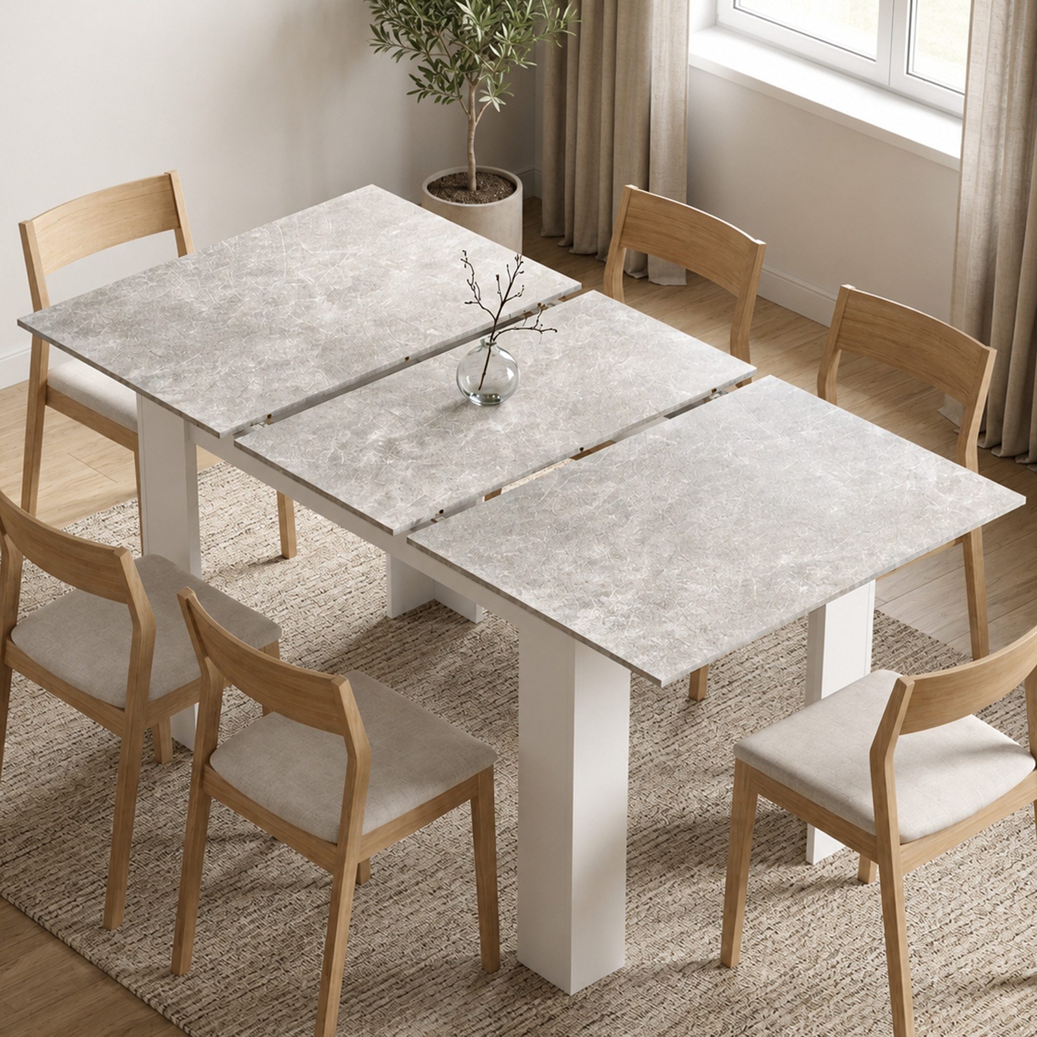 Mondeer Esstisch Ausziehbarer Esszimmertisch (120cm - 160cm), für 4-6 Personen, Stabiler Küchentisch, Vielseitig