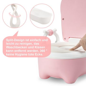 Randaco Toilettentrainer Kinder Töpfchen Kindertoilette mit Griffe Bürste weiches PU-Kissen