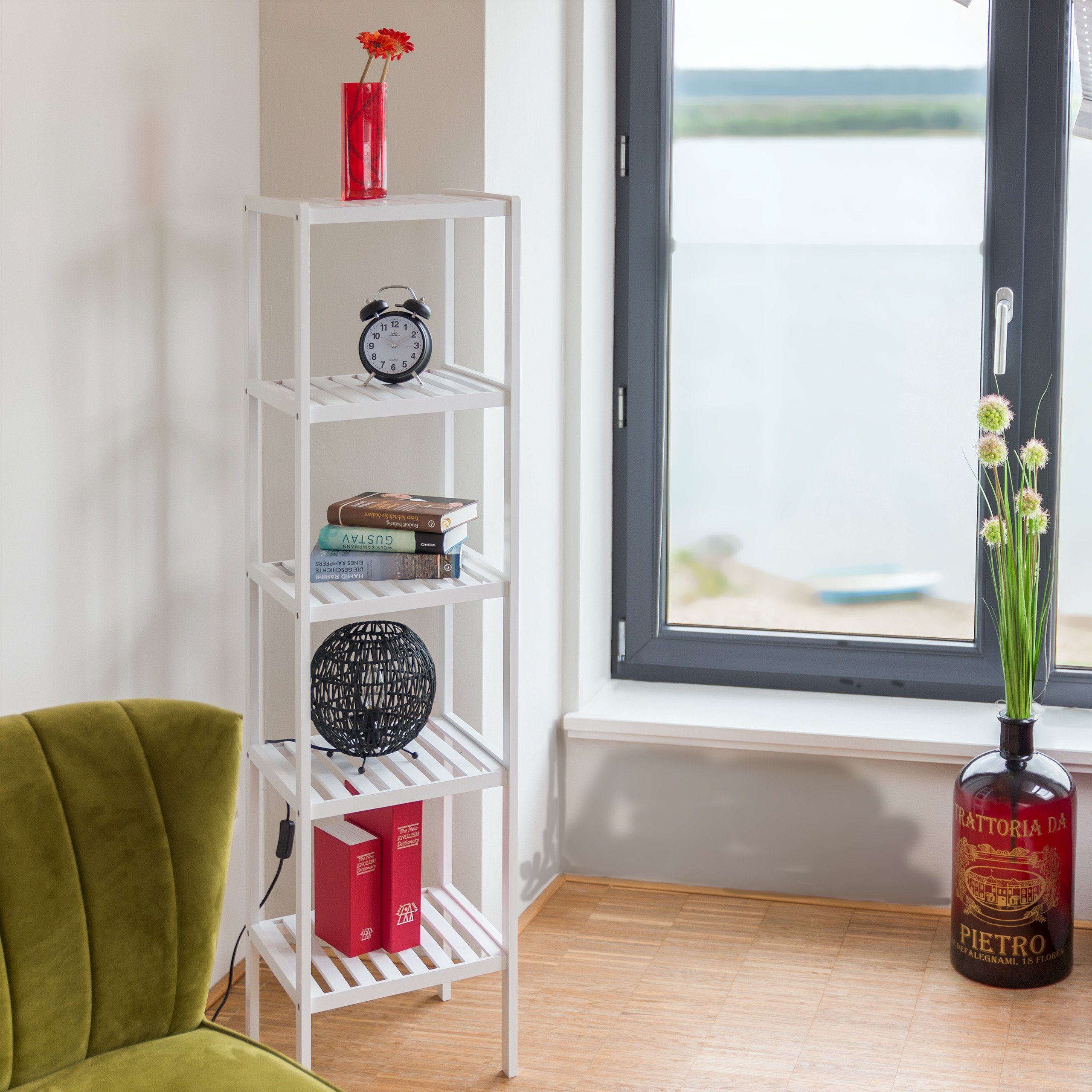 relaxdays Badregal Bambus Badregal weiß günstig online kaufen