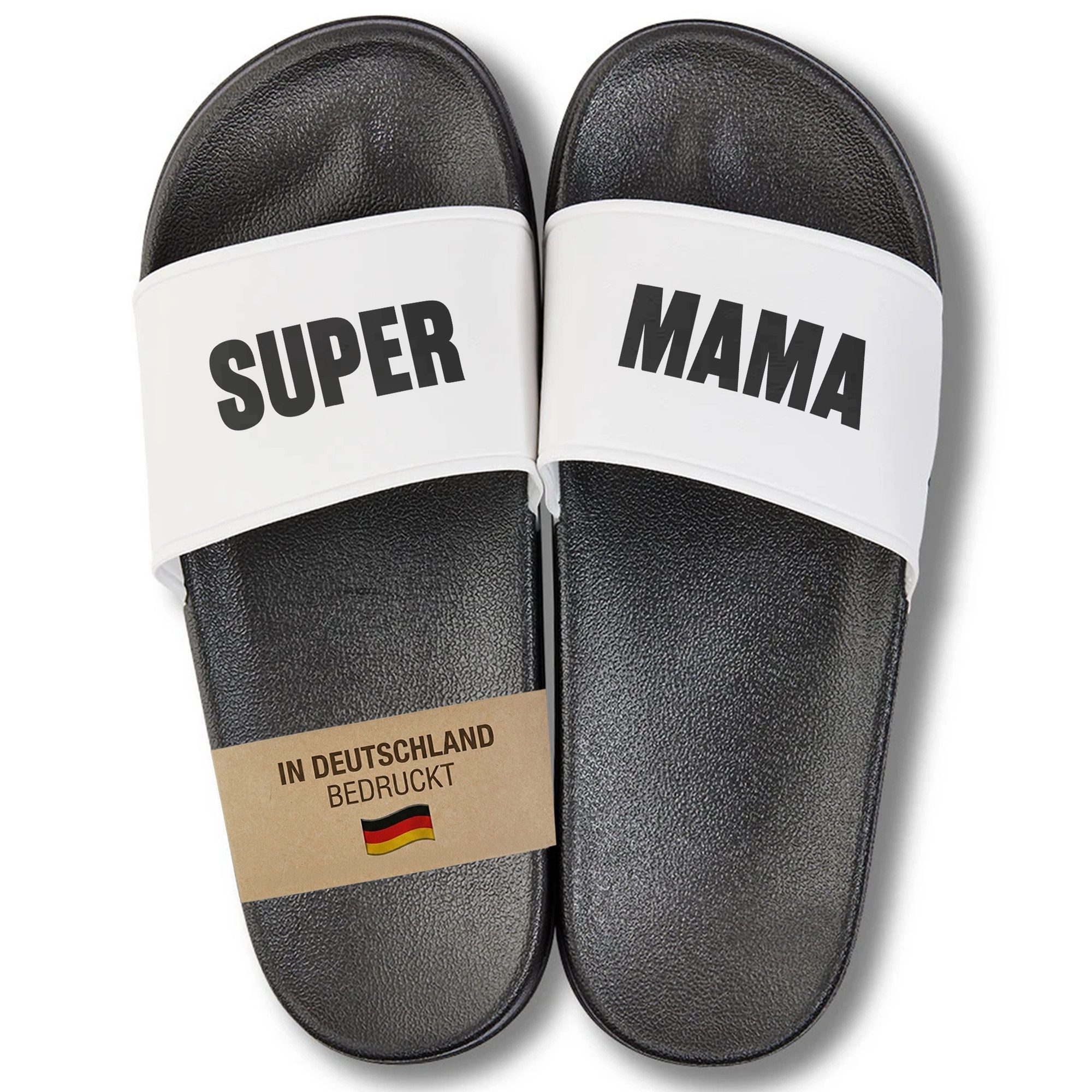 Geschenk Muttertag Mama Badelatschen Super Mama Frauen Sommer Badepantolette