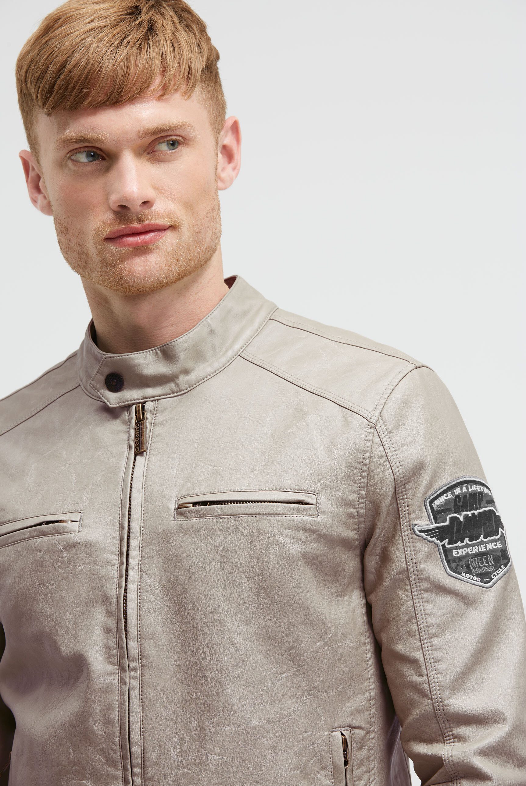 CAMP DAVID Lederimitatjacke mit abtrennbarer Kapuze