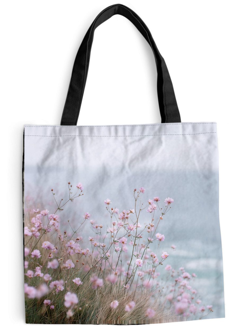 MuchoWow Shopper Klif - Bloemen - Zee - Roze, Handtasche, Damen und Herren, Schultertasche, Umhängetasche, Tote Bag