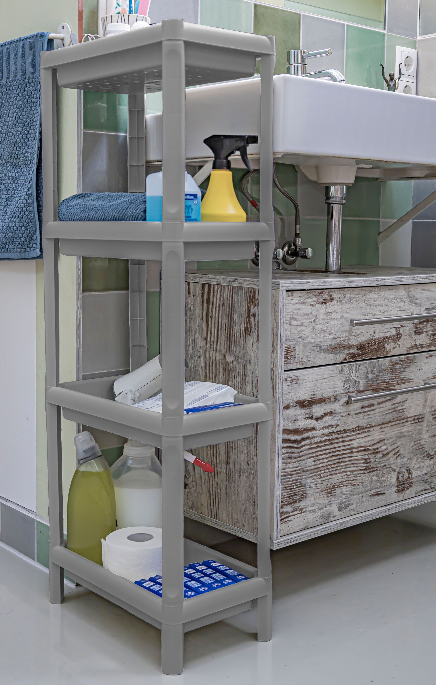 ONDIS24 Badregal Kunststoffregal Haushaltsregal Steckregal Linda, 1-tlg., 3 günstig online kaufen