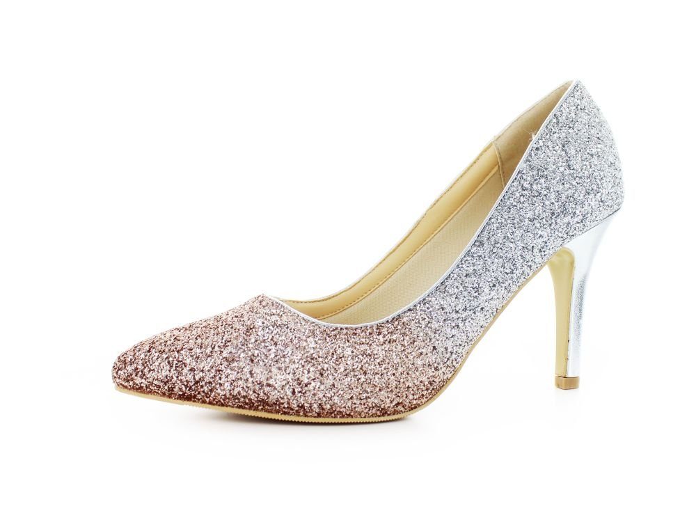 White Lady 827 Glitter Pumps mit Farbverlauf Pumps silber-champagner