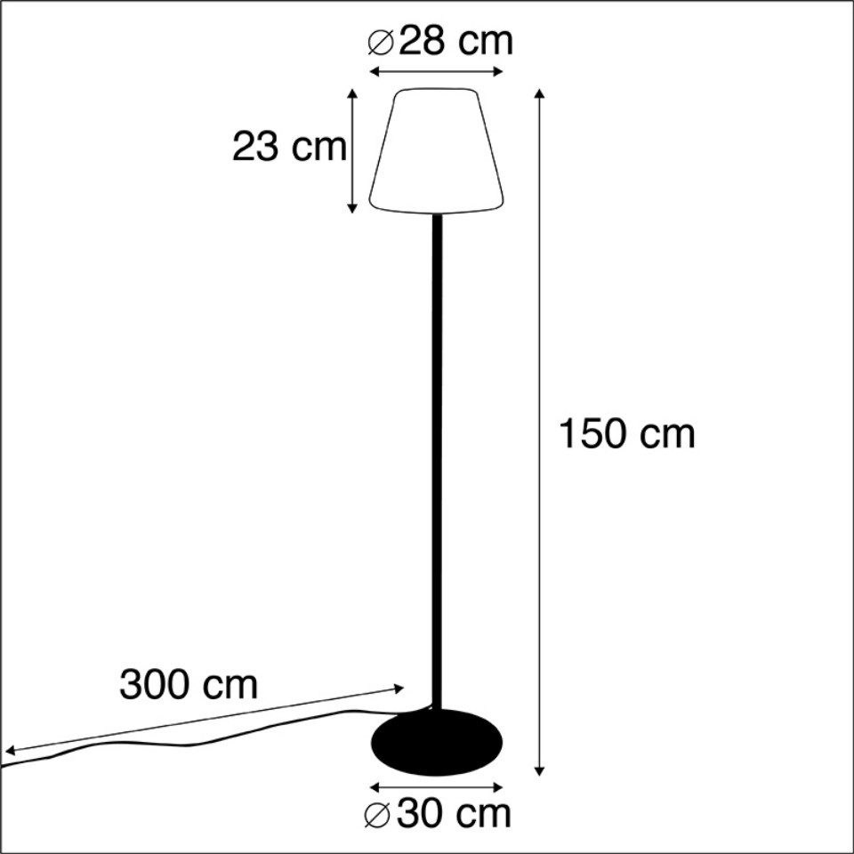 Qazqa Außen-Stehlampe Virginia fl, ohne Leuchtmittel, Warmweiß, QAZQA Außen Boden­leuchte, e27, Schwarz, Edelstahl, Modern