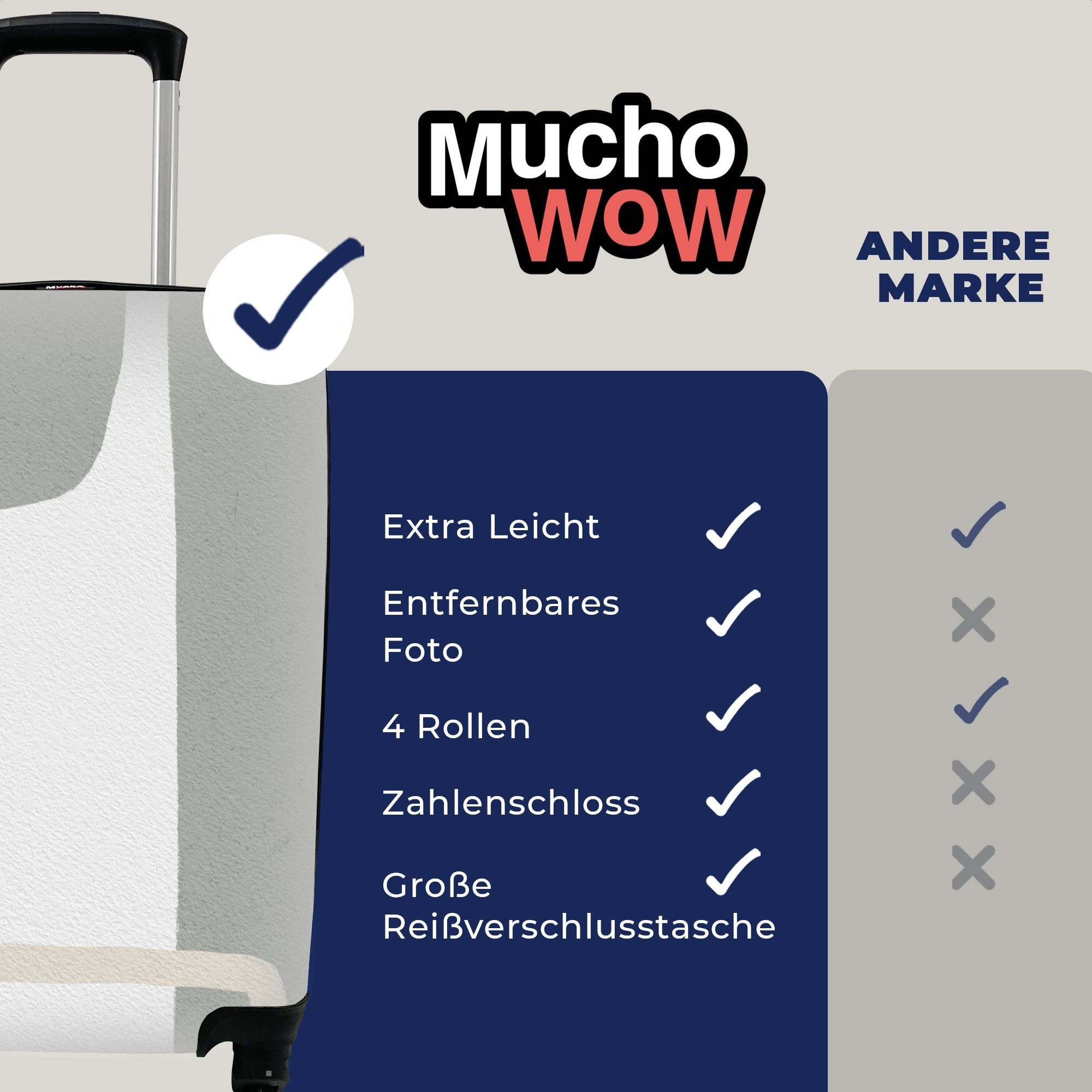 MuchoWow Handgepäckkoffer Abstrakt - Reisetasche mit für rollen, Minimalismus Reisekoffer Ferien, 4 Design, Trolley, Handgepäck - Rollen