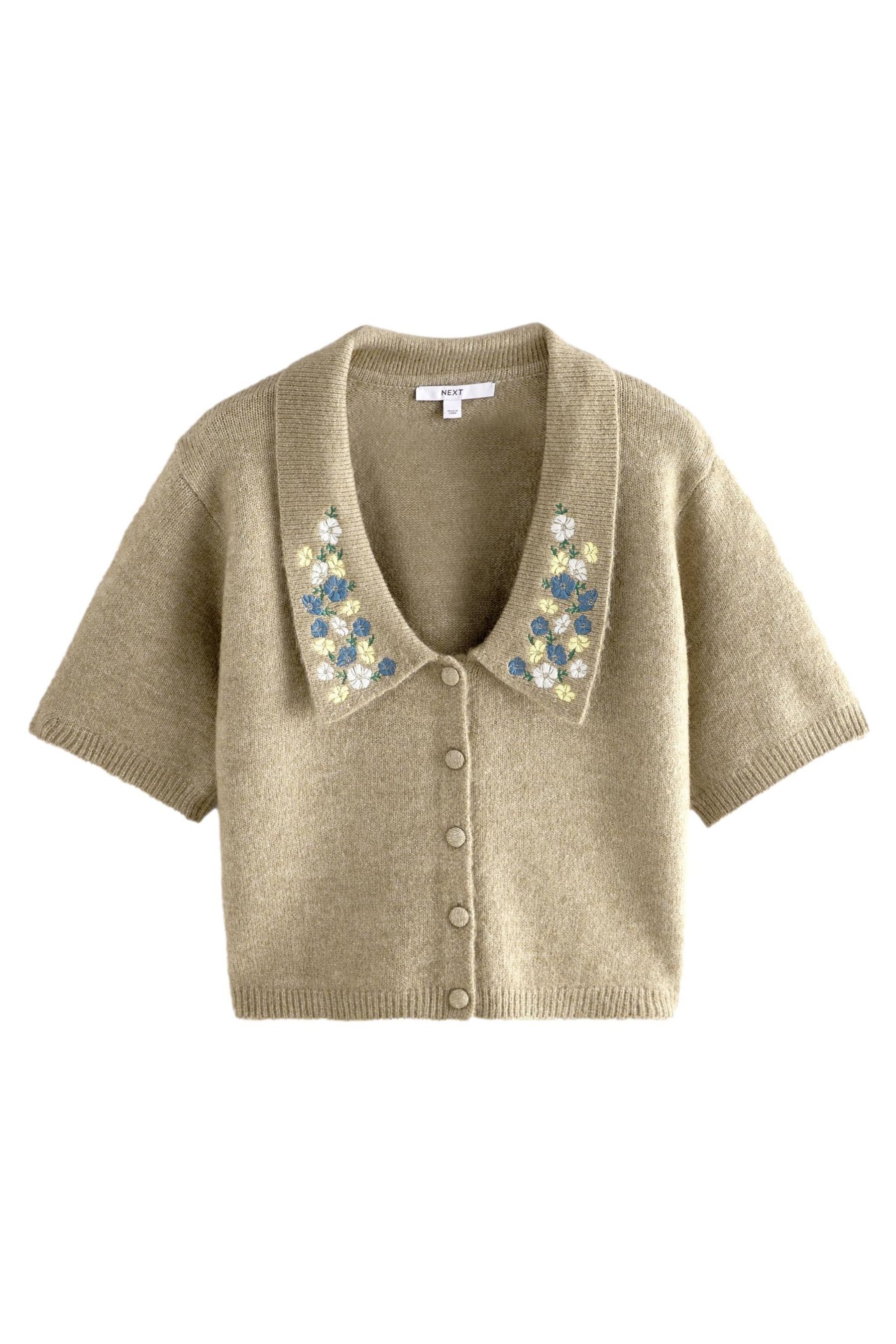 Kurzarmpullover Kurzarm-Strickjacke mit Blumenstickereien