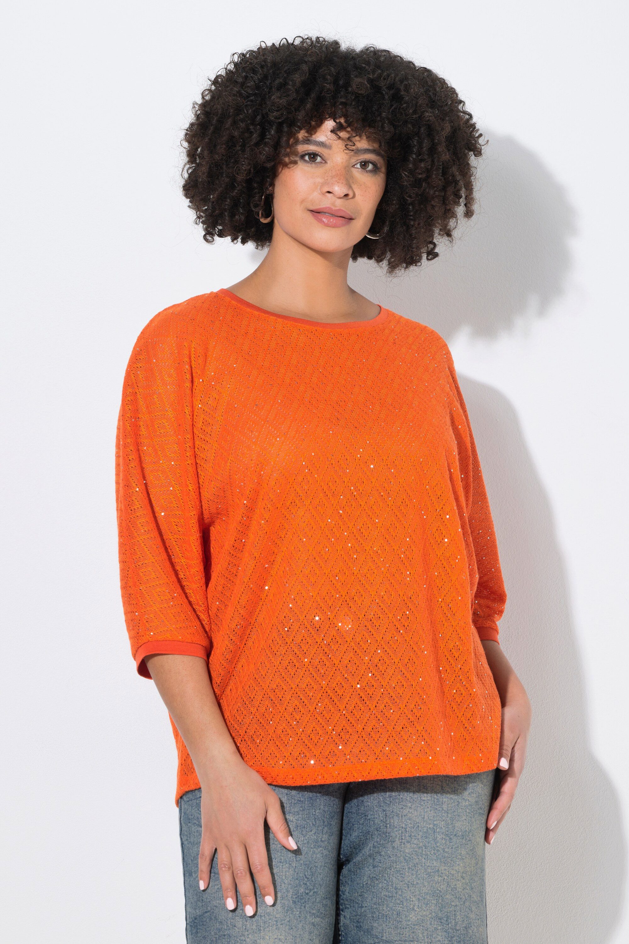 Angel of Style Strickpullover Pullover Loose Fit Lochstrick Fledermaus-halbarm