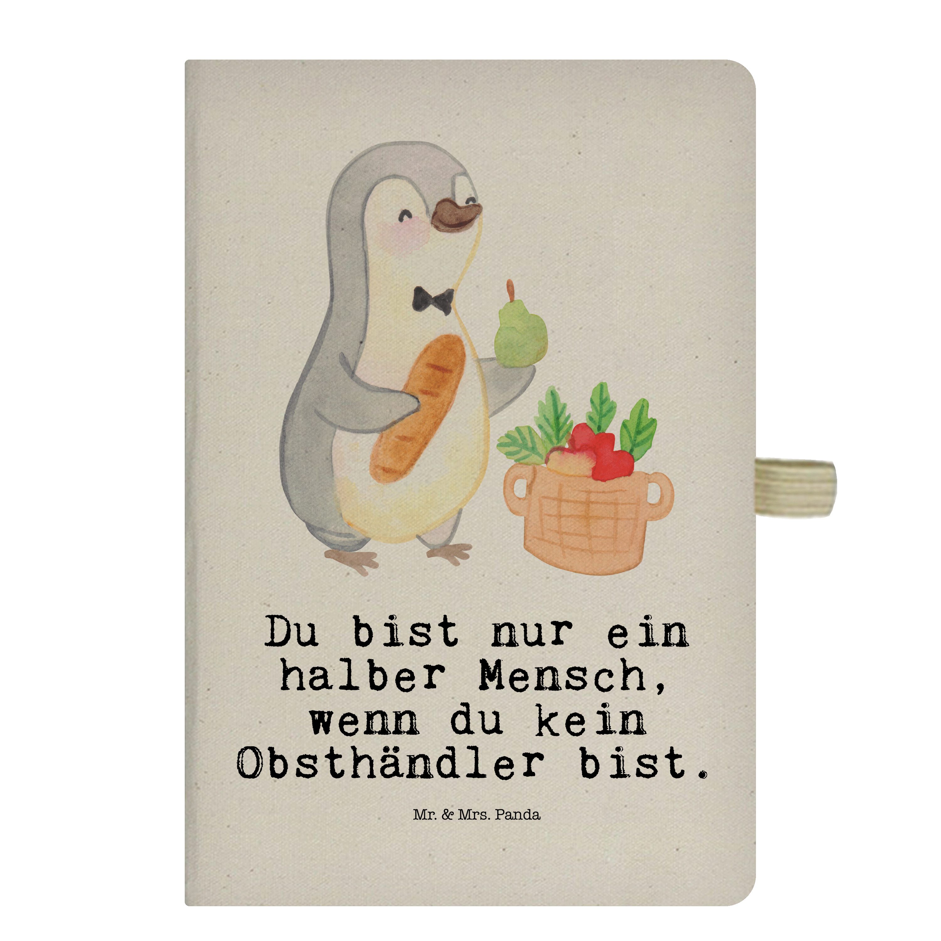 Mr. & Mrs. Panda Notizbuch Obsthändler mit Herz - Transparent - Geschenk, Wochenmarkthändler, Au Mr. & Mrs. Panda | Notizbücher