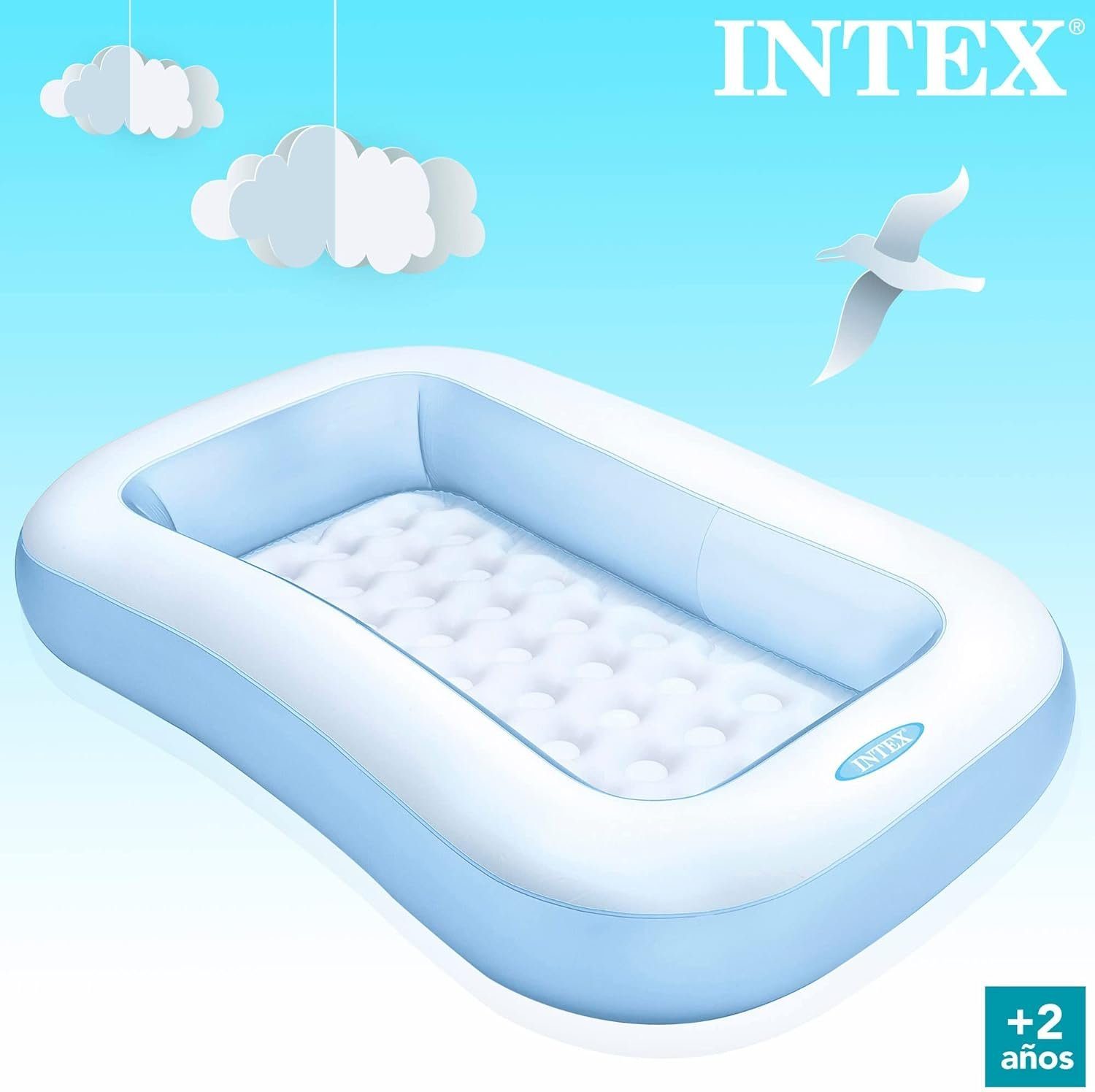 Intex Planschbecken, Rectangular Aufstellpool Planschbecken 166x100x25 cm blau