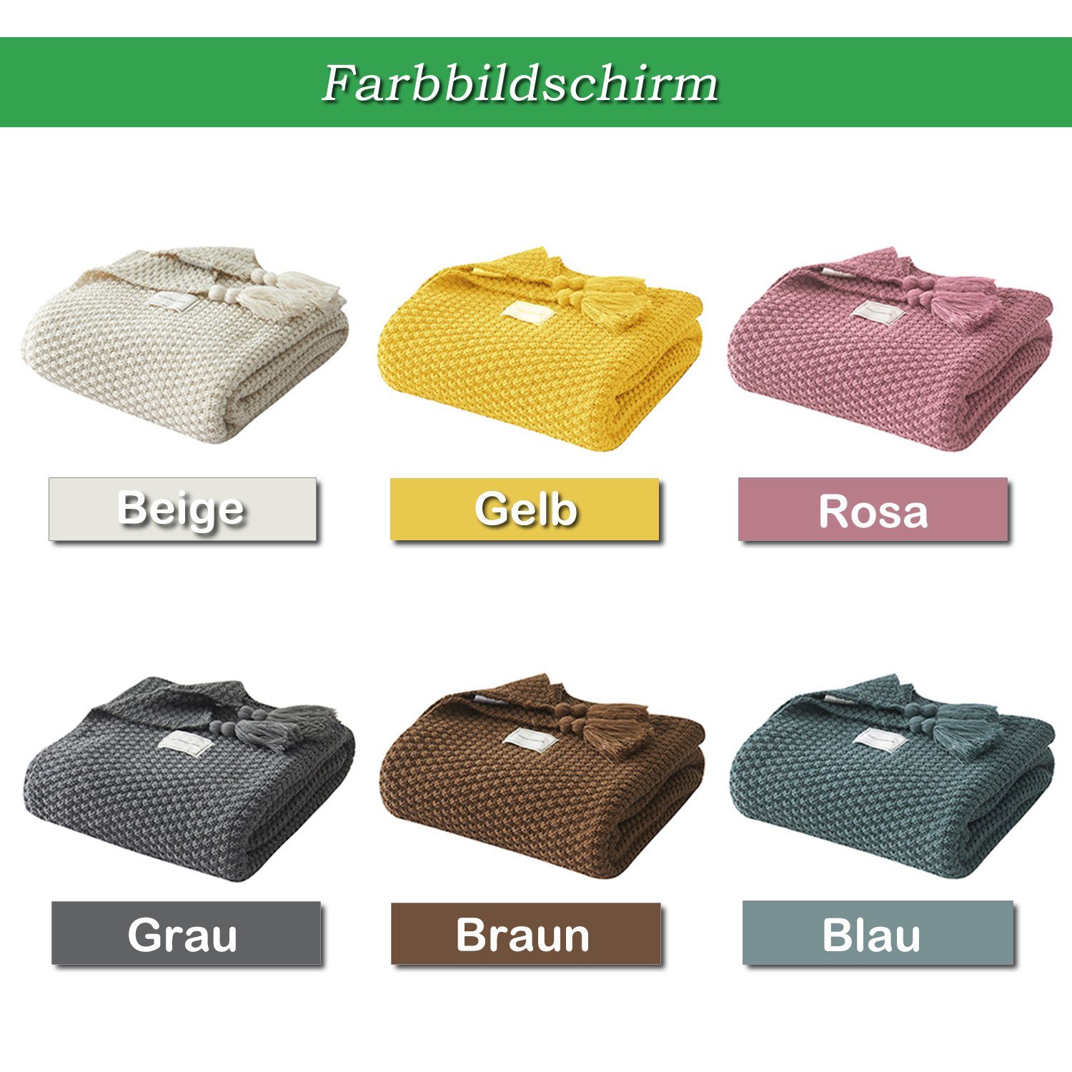 Decke Wohndecke Sofa Qelus Warm Gestrickte Babydecke Braun Tagesdecke, Quasten