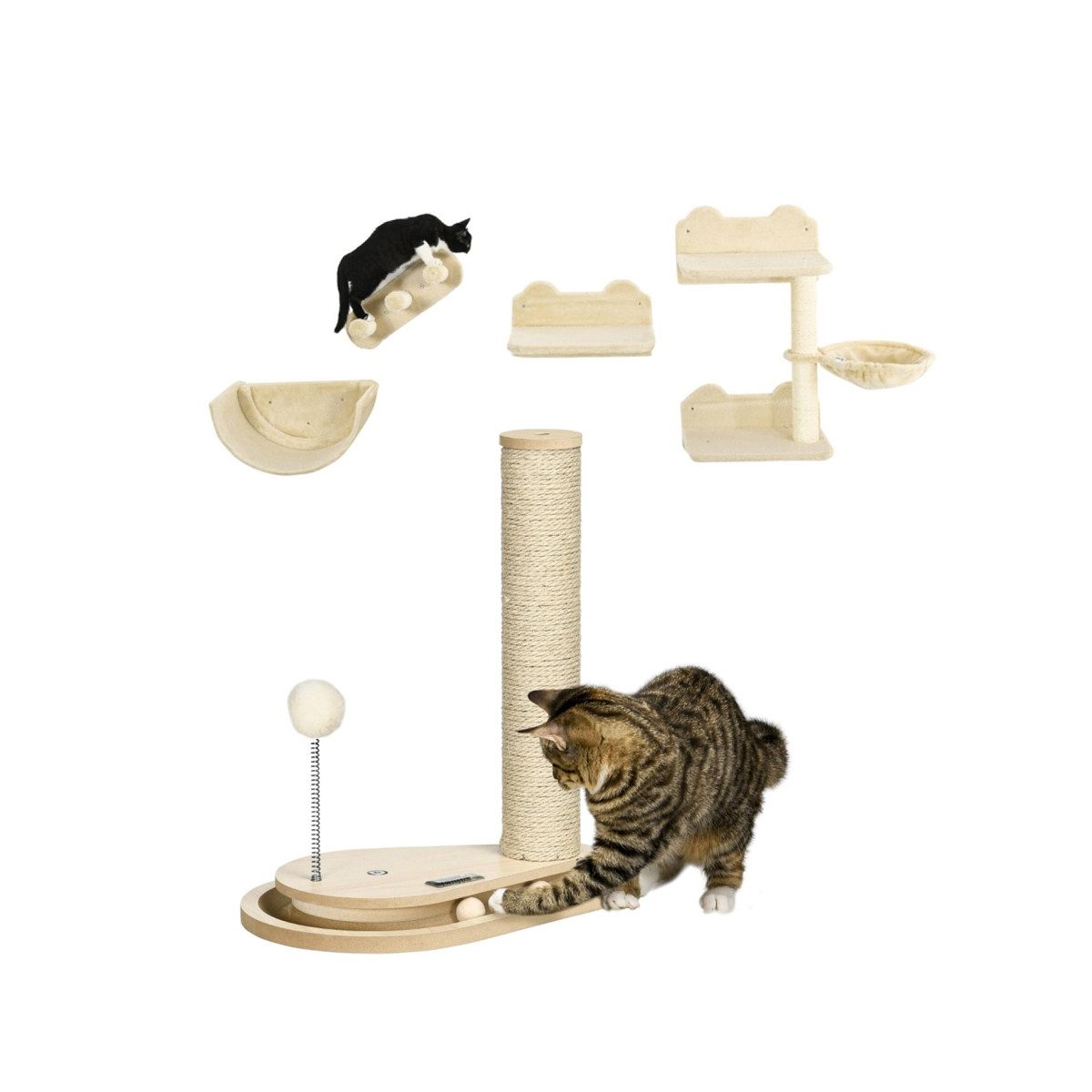 FELIXLEO Kratzbaum Katzenkratzbaum Kletterwand Katzentreppe Hängematte Spielzeug