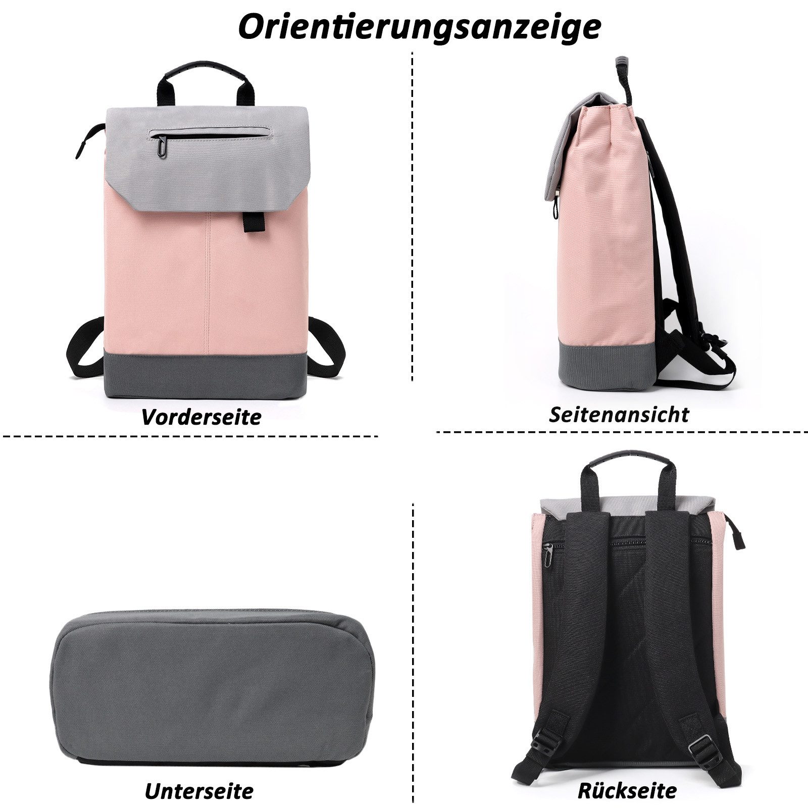 TAN.TOMI Freizeitrucksack Rucksack Damen Elegant Daypack Wasserdichter Tagesrucksack, mit Laptopfach 15.6Zoll & Anti Diebstahl Tasche für Reise, Uni, Schule