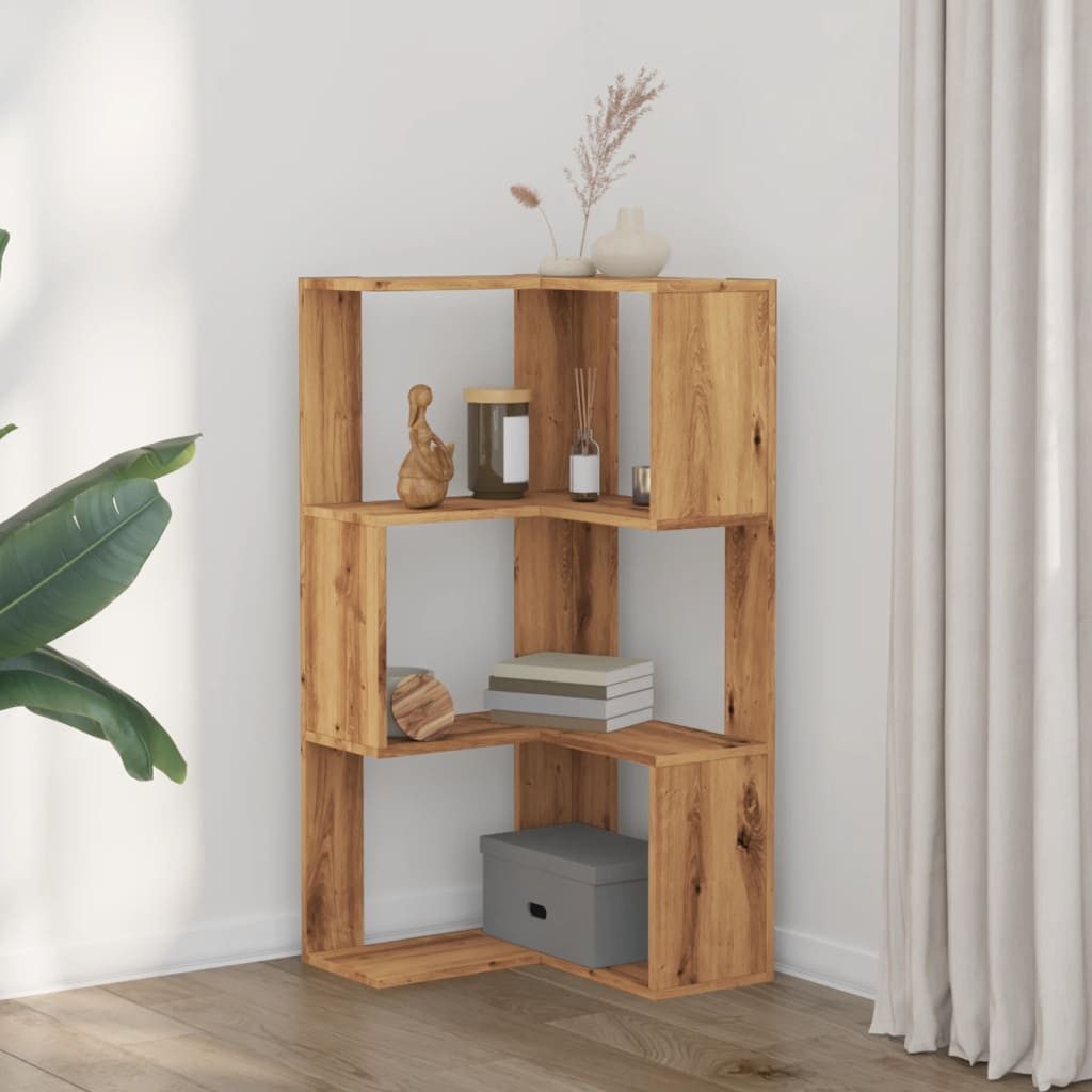 vidaXL Bücherregal Eck-Bücherregal 3 Böden Artisan-Eiche günstig online kaufen
