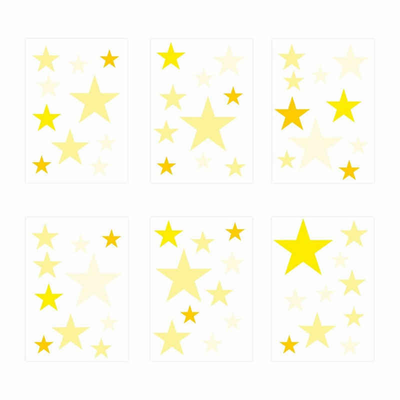 nikima Wandtattoo 129-3 Sterne-Set gelb (PVC-Folie), 60 Stück