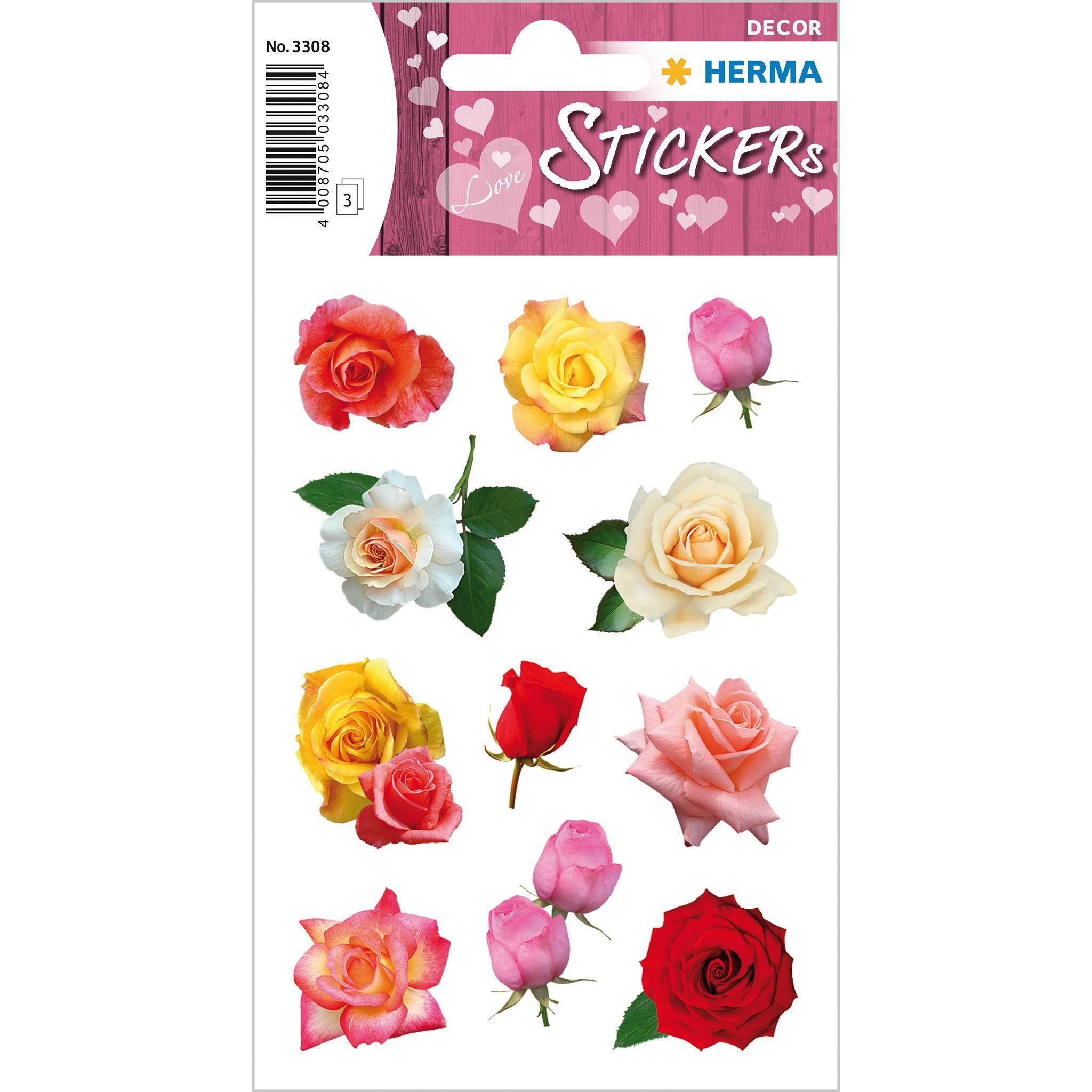 HERMA Sticker Herma Sticker DECOR Blumen Rosenblüten 3 Bl