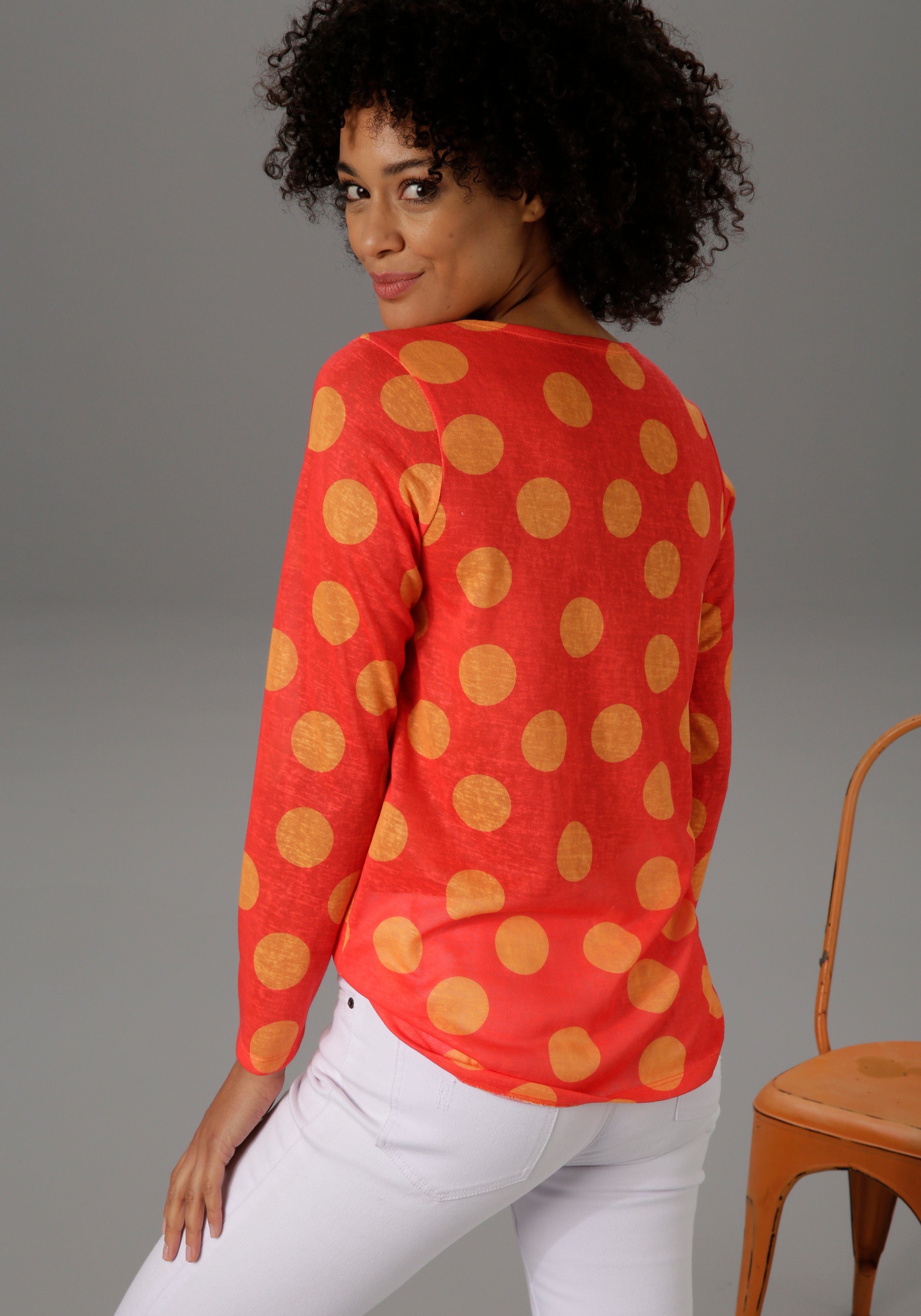 Aniston CASUAL Langarmshirt mit Punkten günstig online kaufen