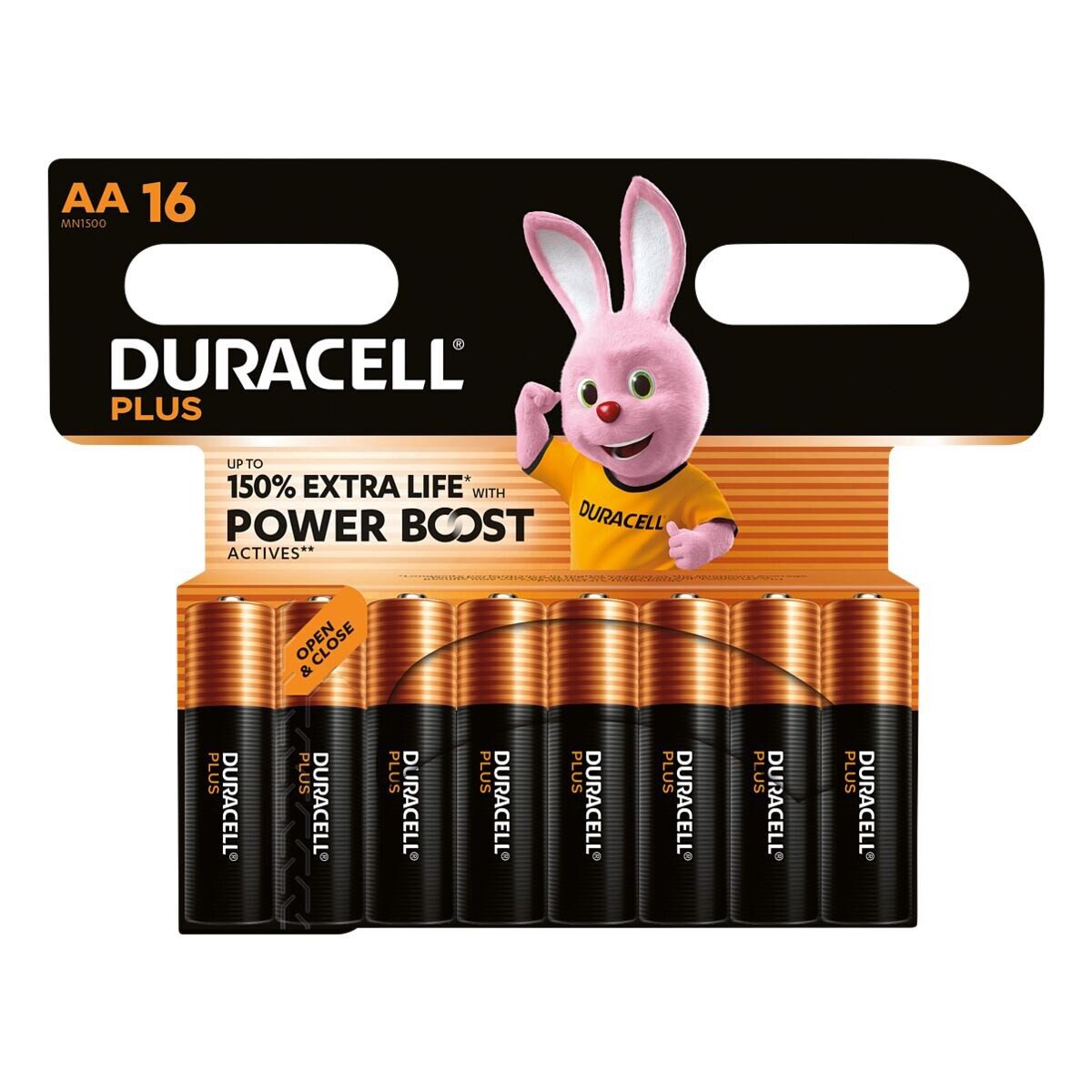 Duracell Plus Batterie, (1.5 V, 16 St), Mignon / AA / LR06 / LR6, 1,5 V, Alkali
