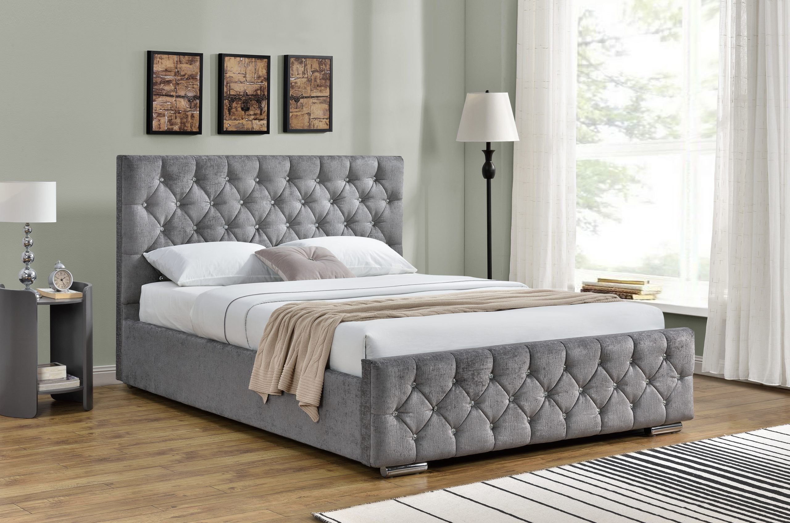 Polsterbett Chesterfield Schlafbett im eleganten Design mit Textilpolsterung