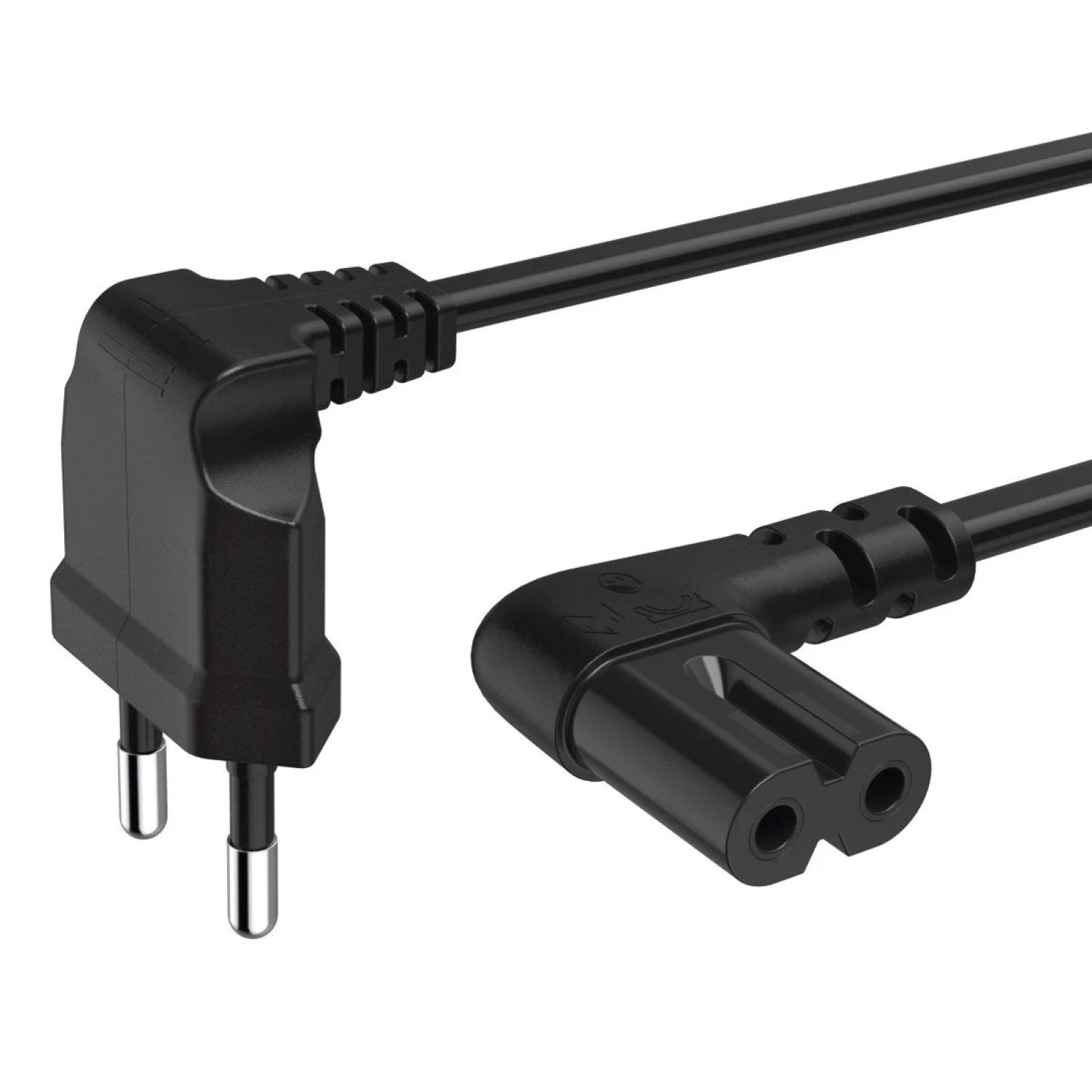 Hama 5m Euro-Stecker Netz-Kabel Strom-Kabel Schwarz Netzkabel, Euro-Stecker, 2-Pol.-Kupplung (500 cm), Dopplenut Geräte-Kupplung Typ C CEE 7/16 für Konsole TV Radio etc