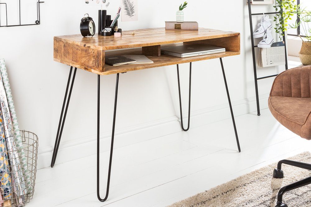 riess-ambiente Schreibtisch SCORPION 100cm natur, Arbeitszimmer · Massivhol günstig online kaufen