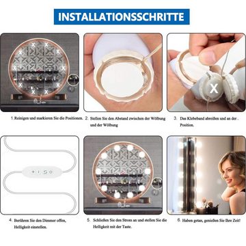 zggzerg LED-Lichtspiegel Led Spiegelleuchte,3 Farbmodi Schminktisch Leuchte,Make Up Licht (10-St)