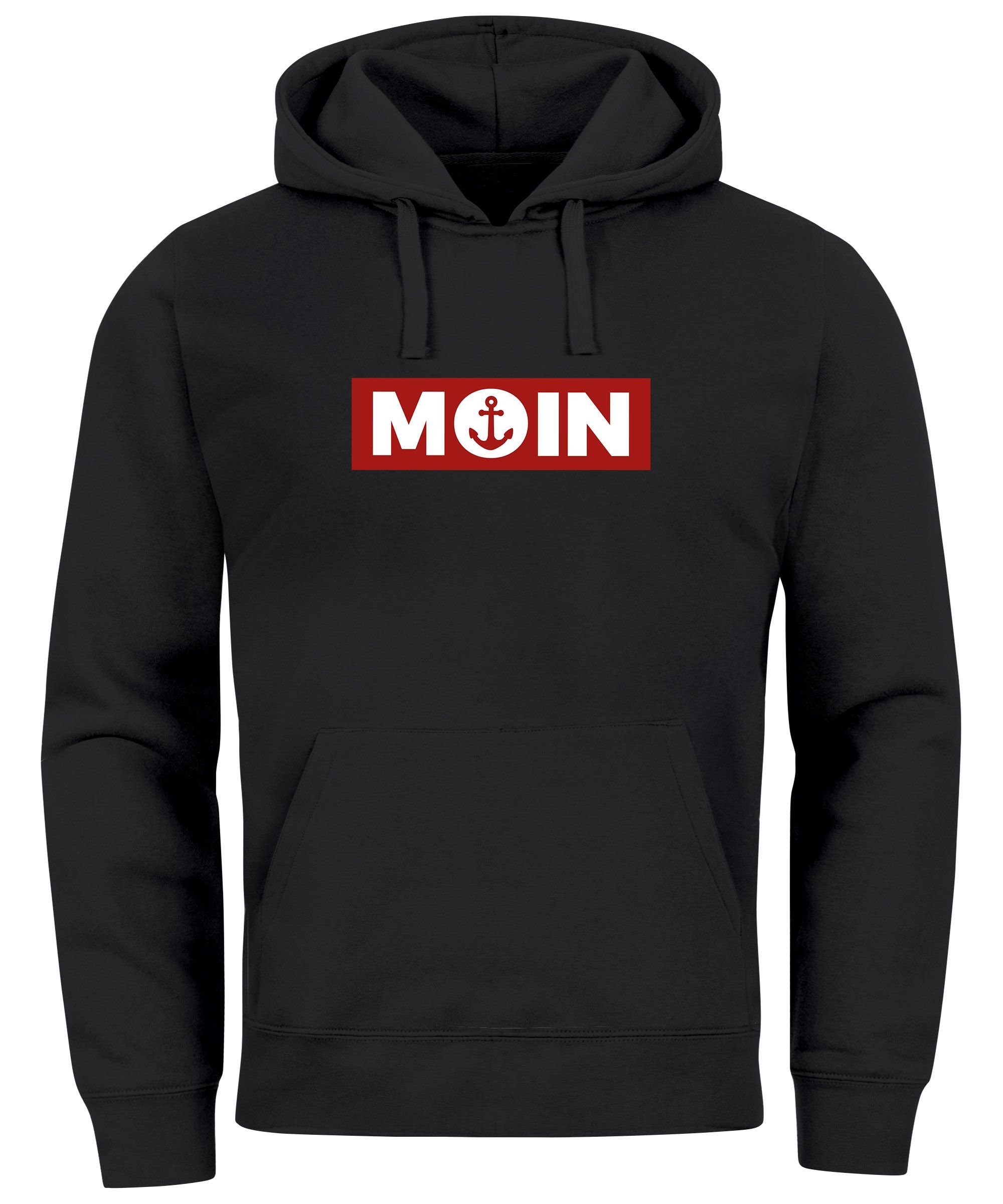 Hoodie Hoodie Herren Moin norddeutsch Morgen Anker Kapuzen-Pullover Print