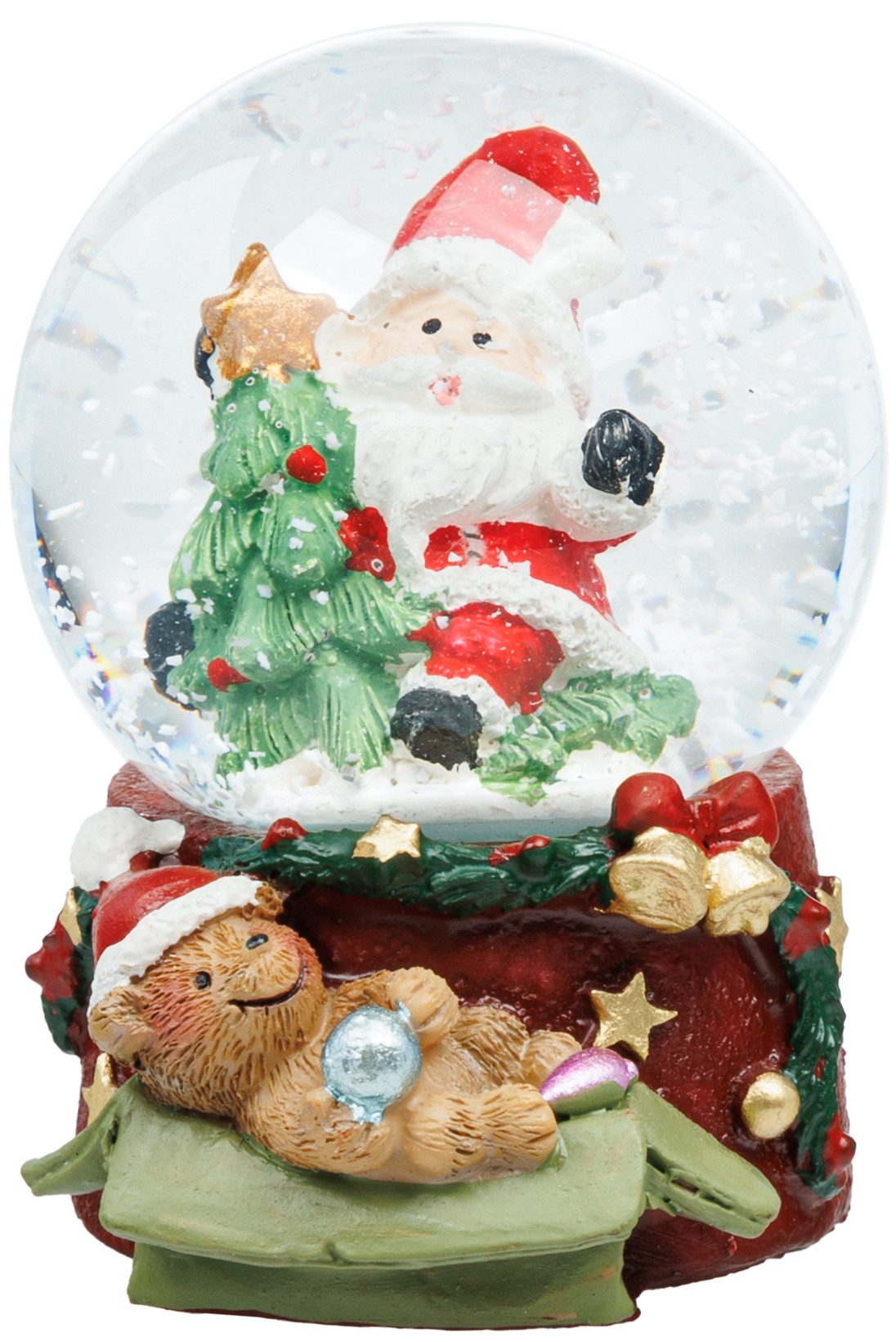SIKORA Schneekugel SK41 Kleine Glas Schneekugel für Kinder Weihnachtsmann mit Bär D:45mm