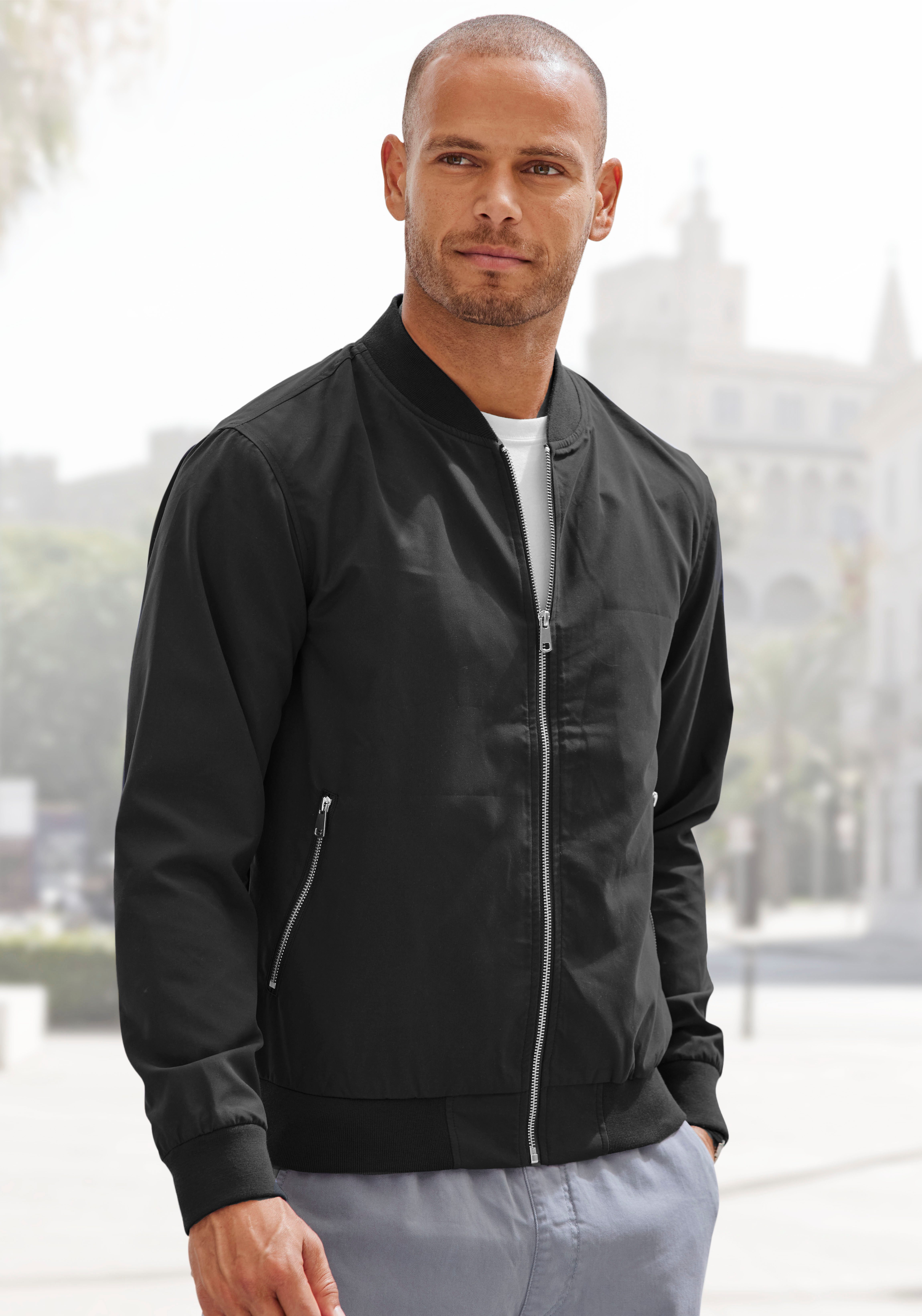 John Devin Bomberjacke / Blouson mit Rippkragen, Pilotenjacke / Übergangsjacke mit Innentasche, regular fit