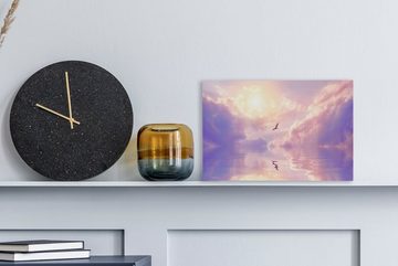 OneMillionCanvasses® Leinwandbild Seevogel über dem Meer zwischen bunten Wolken, (1 St), Wandbild Leinwandbilder, Aufhängefertig, Wanddeko, 30x20 cm