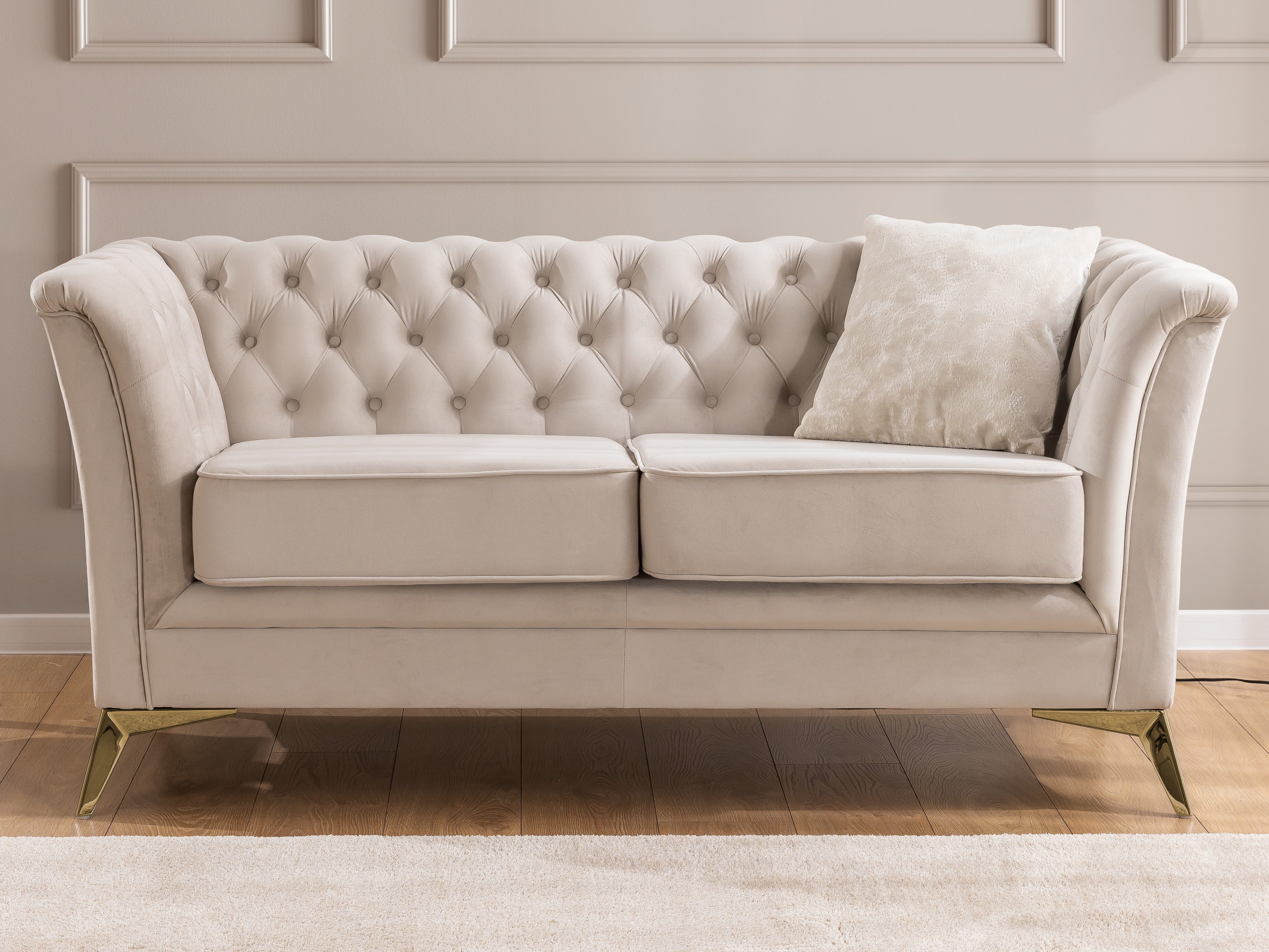 S-Style Möbel Chesterfield-Sofa Whitby, 2-Sitzer aus Samt mit goldenen, sil günstig online kaufen