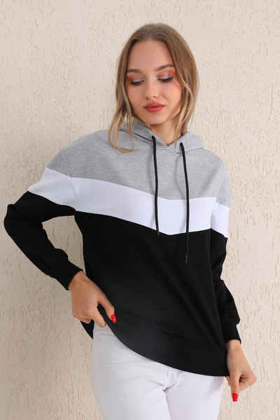 Bongual Kapuzensweatshirt Longsleeve Hoodie mehrfarbig Farbblock