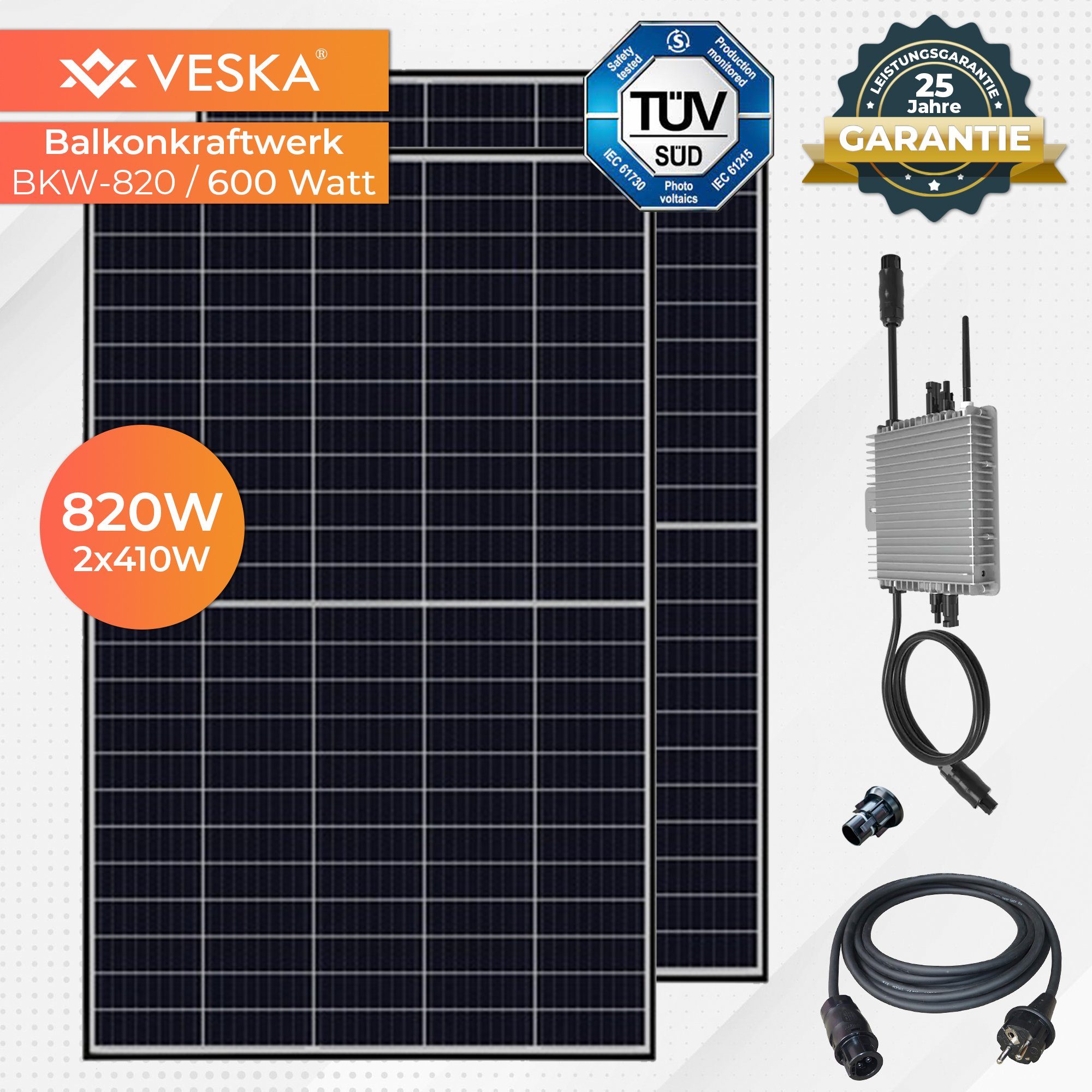 VESKA Solaranlage »Balkonkraftwerk 820 / 600 Watt Photovoltaik MiniPV