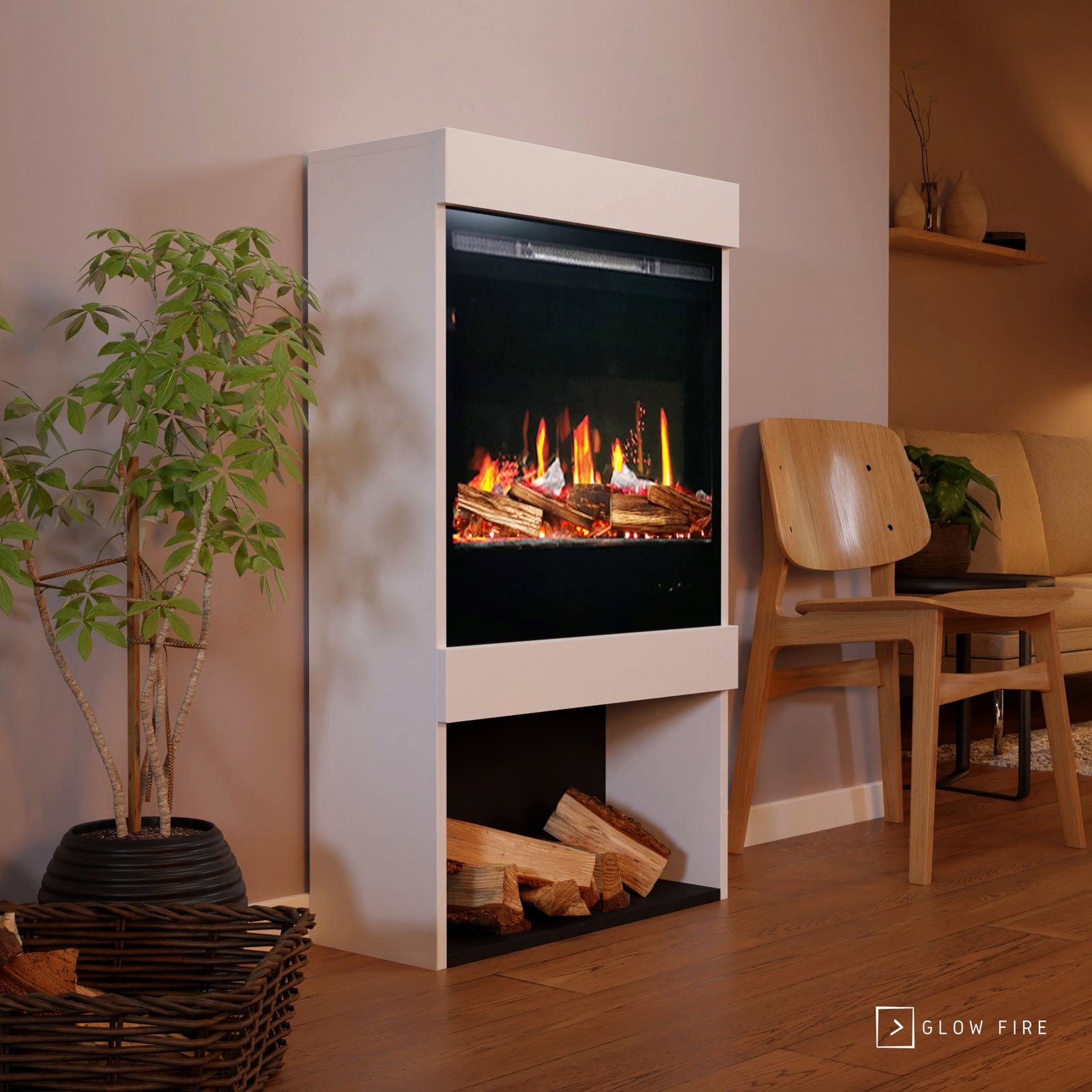 GLOW FIRE Elektrokamin Glow Fire SCM-1 Elektrokamin Screen Motion, Elektrischer Kamin mit Fernbedienung, Timer, 3D Flammenspiel, LED Feuer