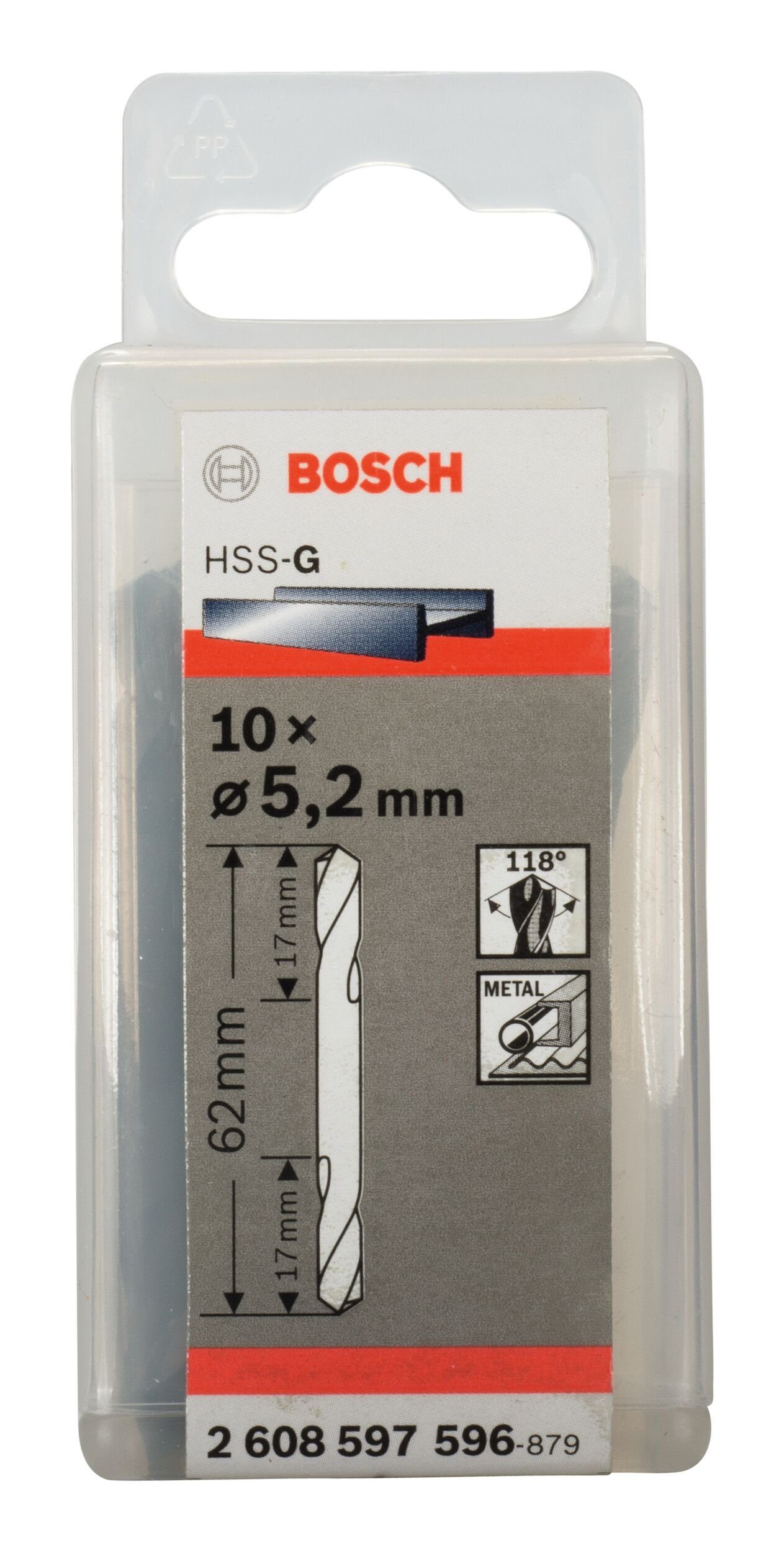 BOSCH Metallbohrer, 17 (10 62 - - mm x Doppelendbohrer 10er-Pack 5,2 Stück), x HSS-G