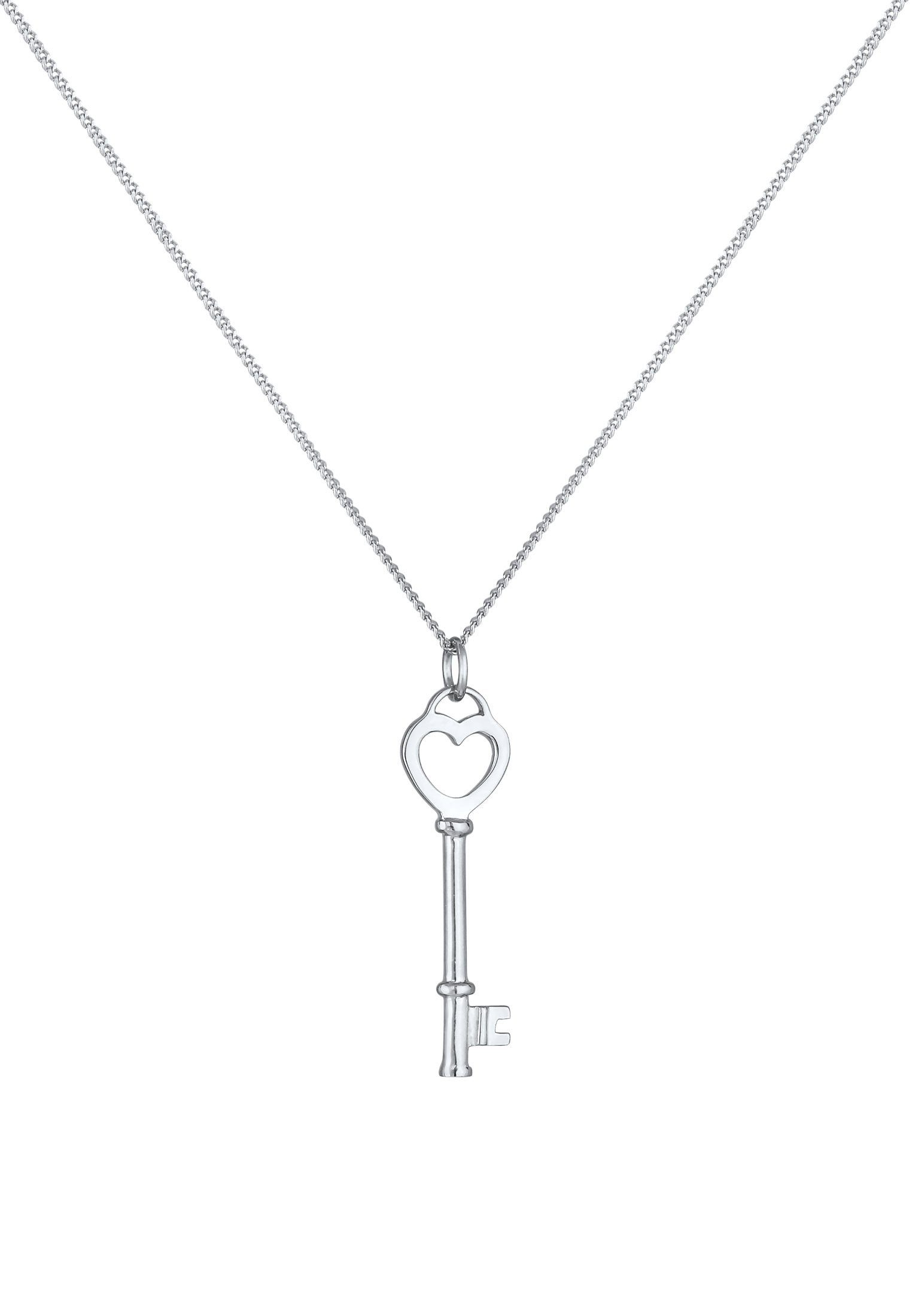 Elli Kette mit Anhänger Schlüssel Herz Liebesschlüssel 925 Silber, Das  ideale Geschenk für die Frau oder Freundin