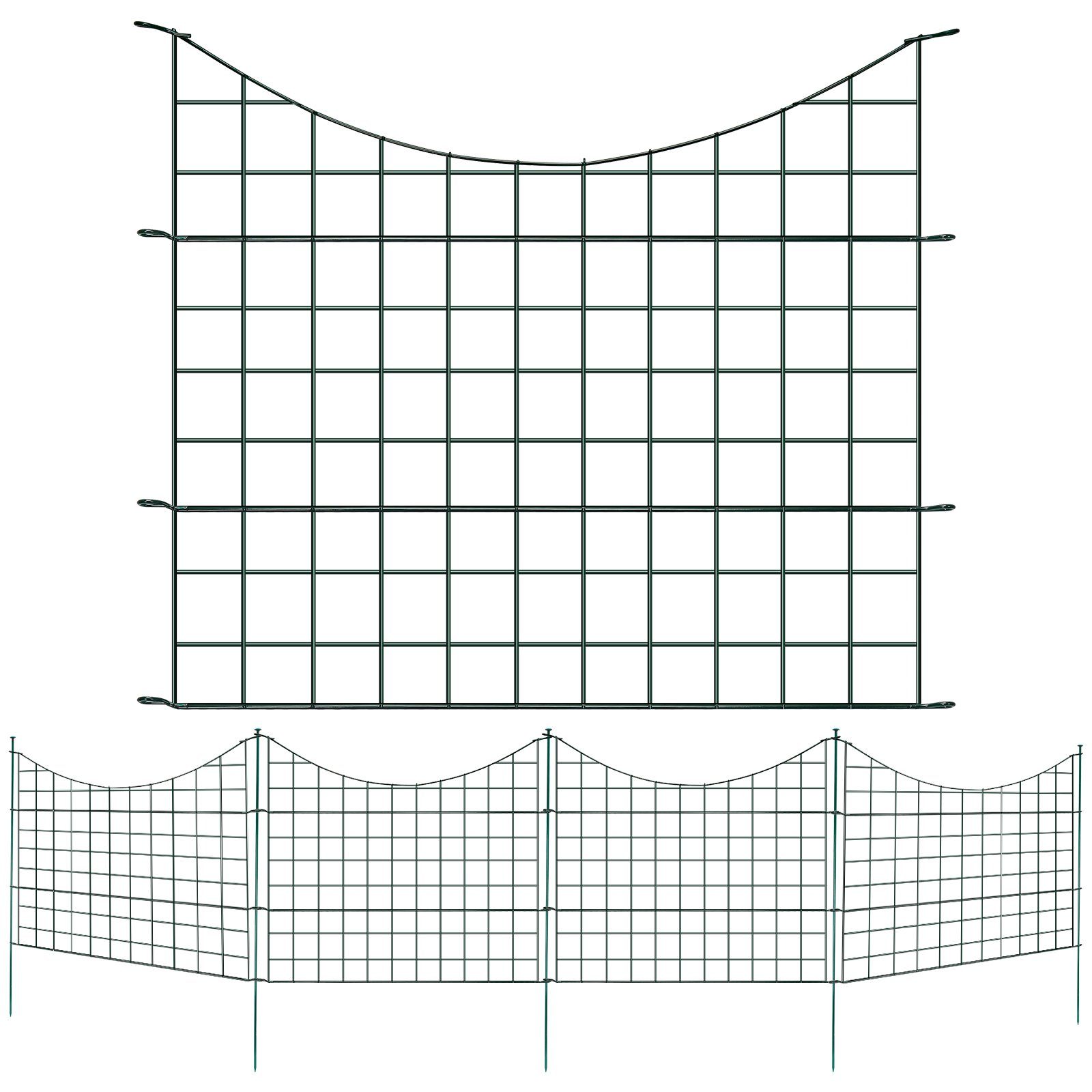 Clanmacy Gartenzaun Teichzaun Oberbogen 11tlg Set Zaunelementen Gartenzaun Zaun Garten Draht 5x