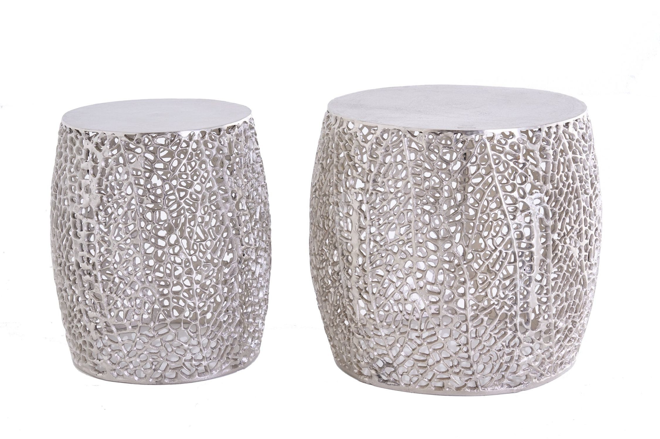 Licht-Erlebnisse Couchtisch JOSEFINA, 2er Set Handarbeit aus Metall in Silb günstig online kaufen