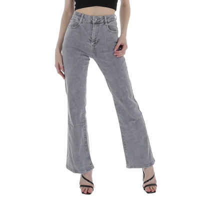Ital-Design Bootcut-Jeans Damen Freizeit Stretch Bootcut Jeans in Grau