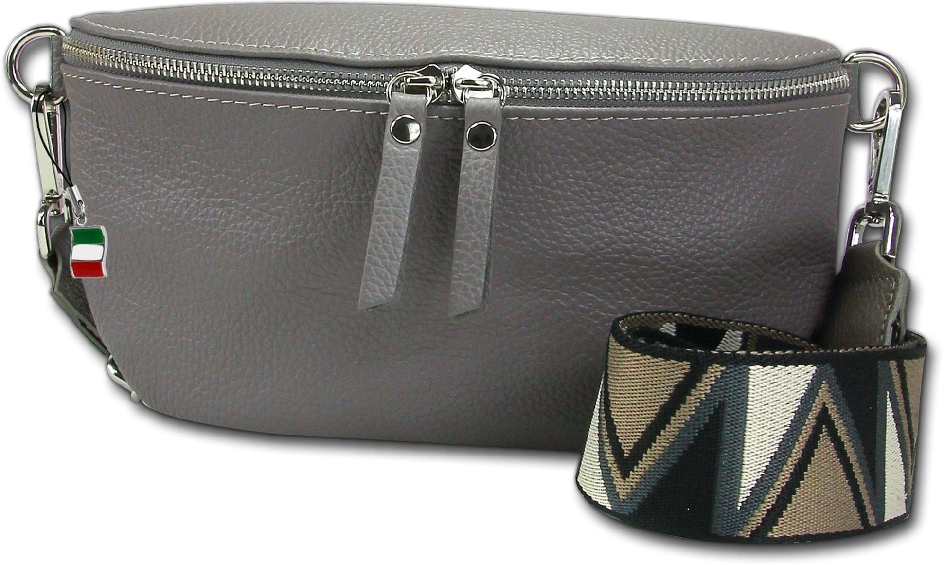 FLORENCE Gürteltasche Florence Echtleder Gürteltasche Damen (Gürteltasche, Gürteltasche), Damen Tasche Echtleder grau, mehrfarbig, Made-In Italy