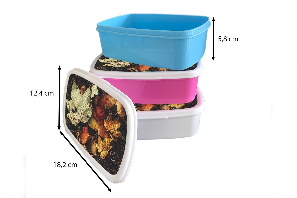 MuchoWow Lunchbox Herbstblätter - Herbst Brotbox Brotdose Kinder, Snackbox, rosa Jahreszeiten - Erwachsene, für - Kunststoff Natur, Mädchen, Kunststoff, (2-tlg)