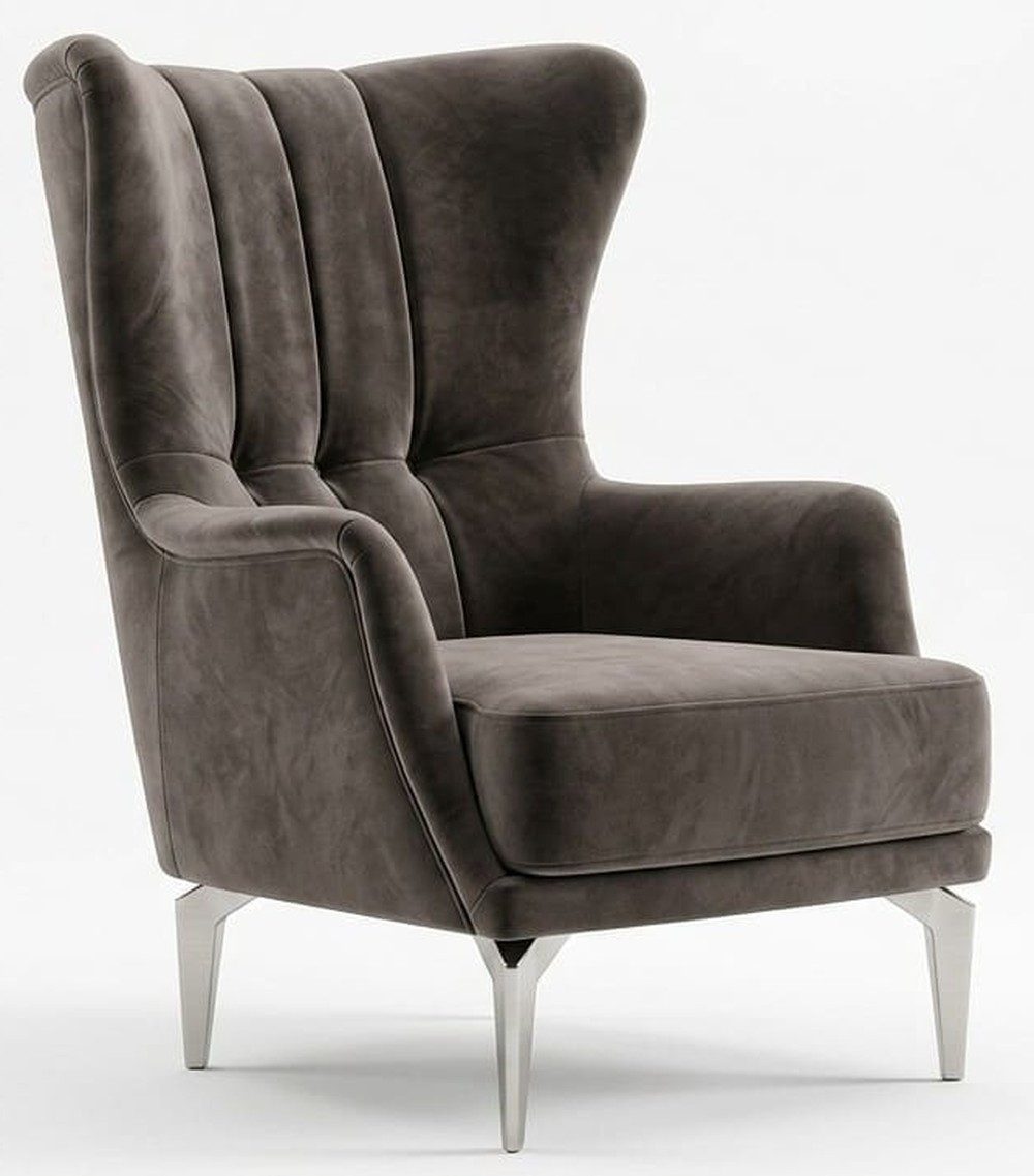 Xlmoebel Loungesessel Grau gestreifter Loungesessel im modernen, stilvollen Design (1-St), Made in Europa