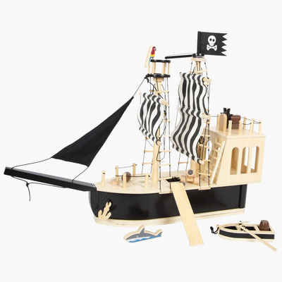 Small Foot Spielzeug-Schiff Piratenschiff, umfangreiche Spielset aus robustem Holz