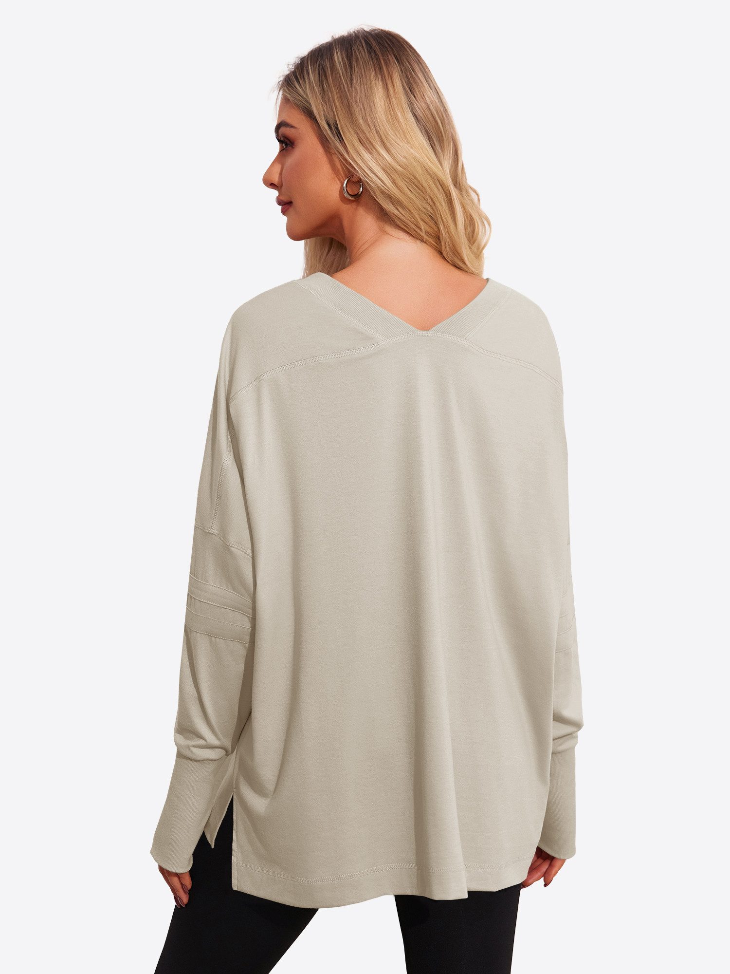 Imily Bela Langarmshirt Damen Oversize mit V-Ausschnitt Raglanärmeln und Da günstig online kaufen