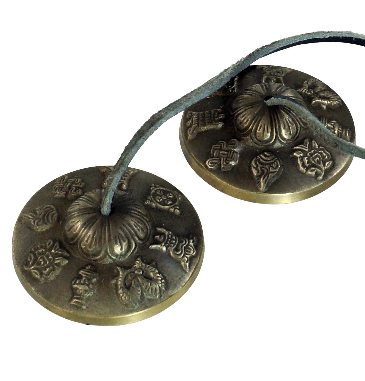 Guru-Shop Klangchakra Zimbel Paar mit Ornament, Tibetische Zimbel