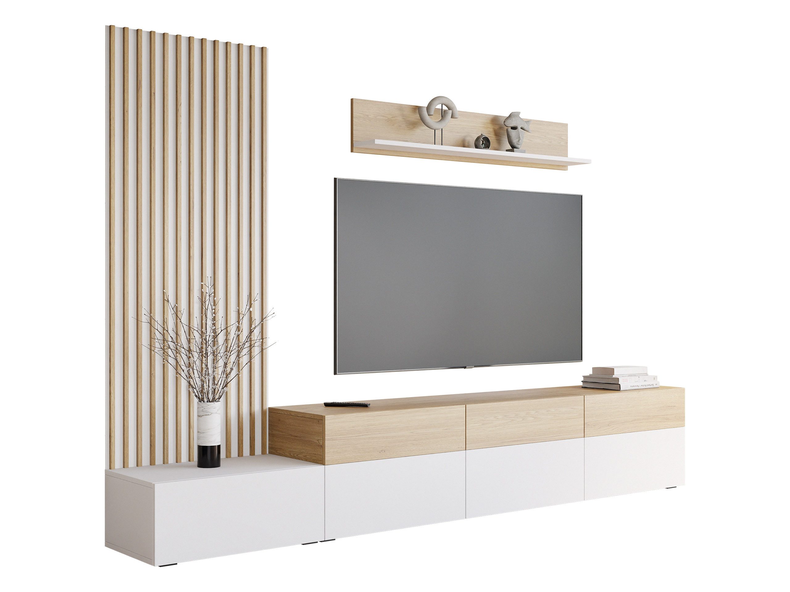 MIRJAN24 Wohnwand Narezi II, (TV-Lowboard, Wandboard, Wandpaneel), Grifflos günstig online kaufen