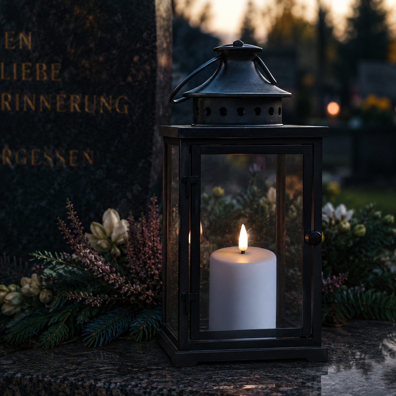 MARELIDA LED-Kerze Mini Stumpenkerze Grabkerze H: 10cm D: 6,1cm Timer Sensor bis 1200h, LED Classic, warmweiß (2100K bis 3000K)