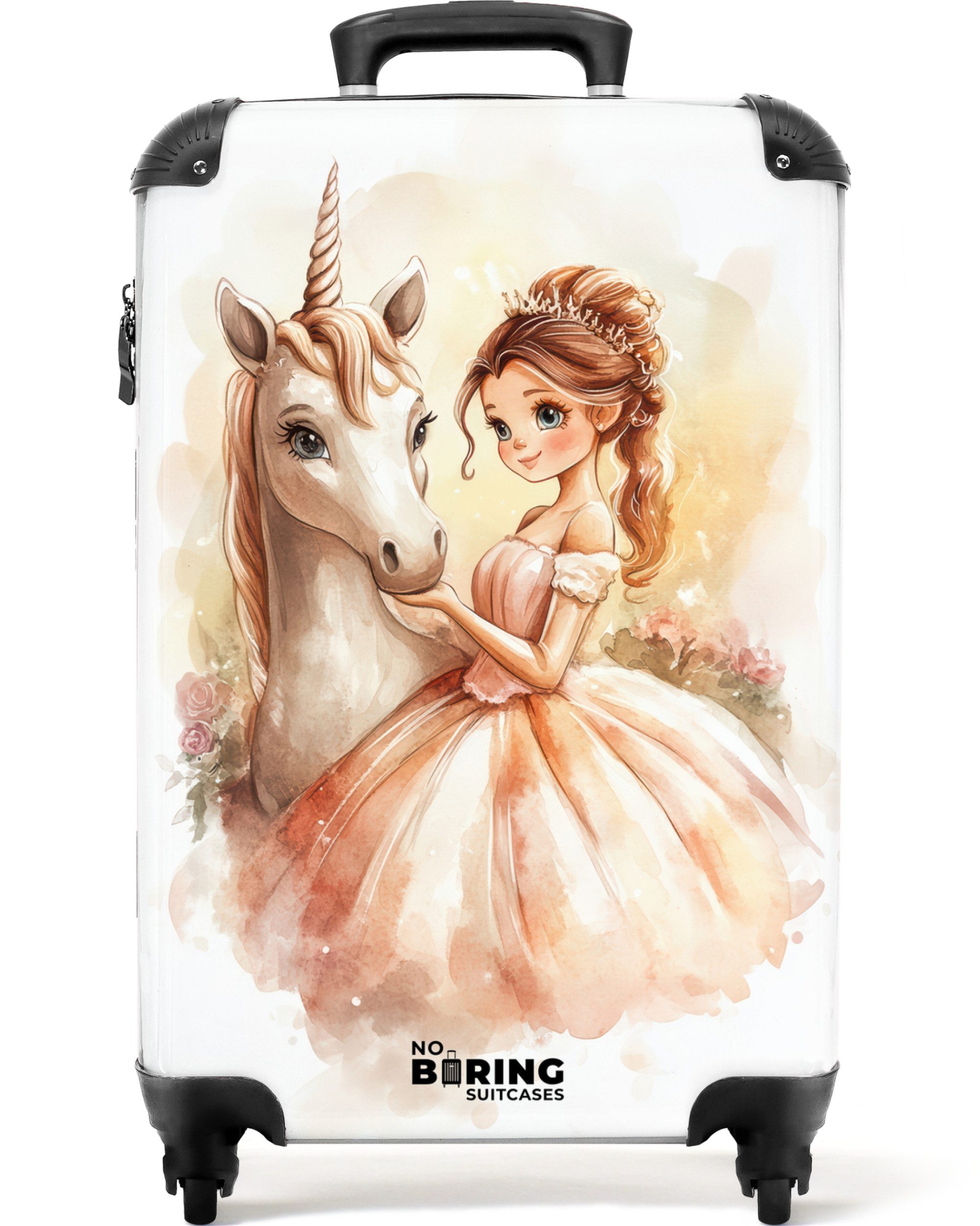 Kinderkoffer Prinzessin im Kleid mit weißem Einhorn 55x35x20cm