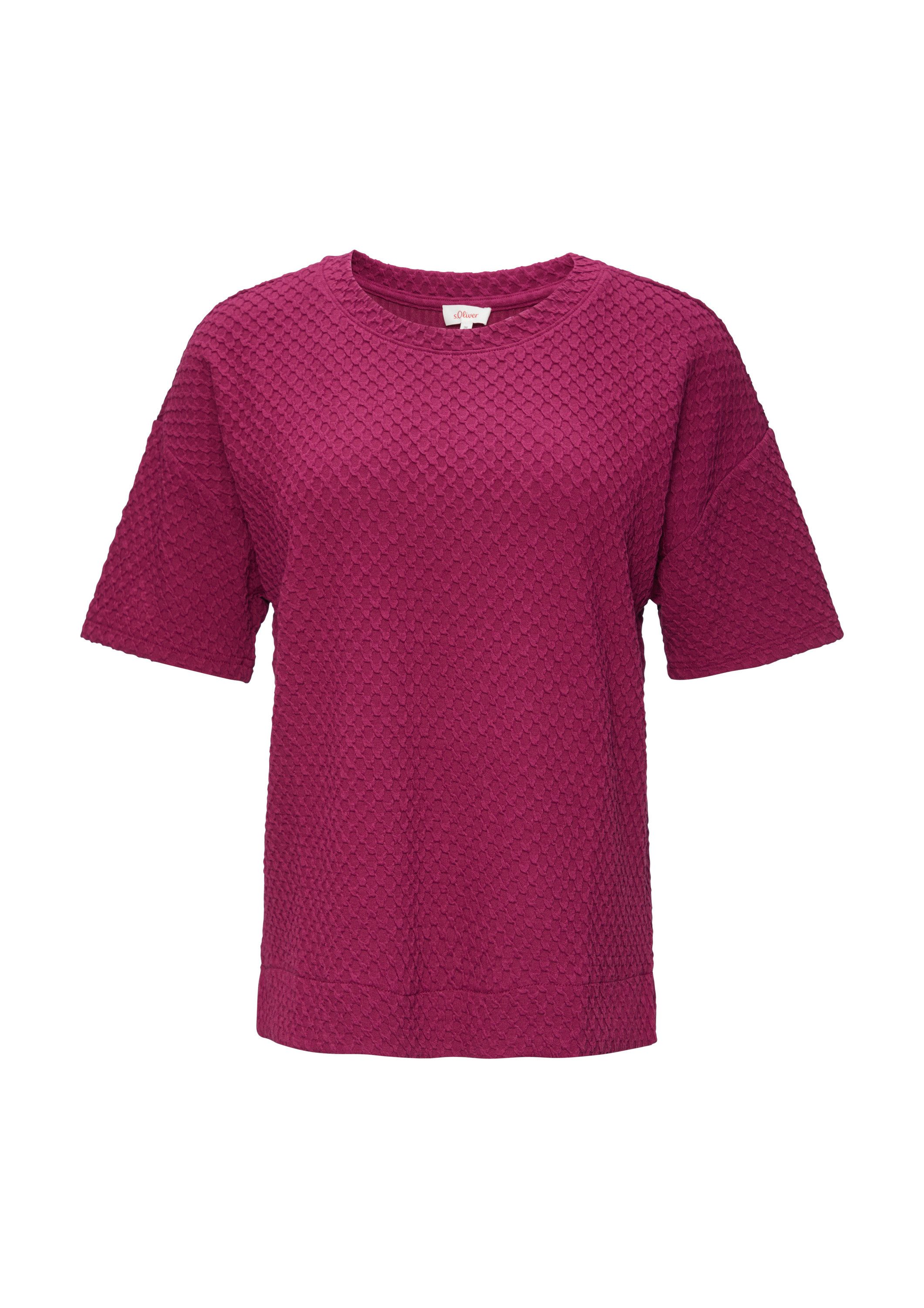 s.Oliver Kurzarmshirt Sweatshirt Sweatshirt mit Rundhalsausschnitt und stru günstig online kaufen