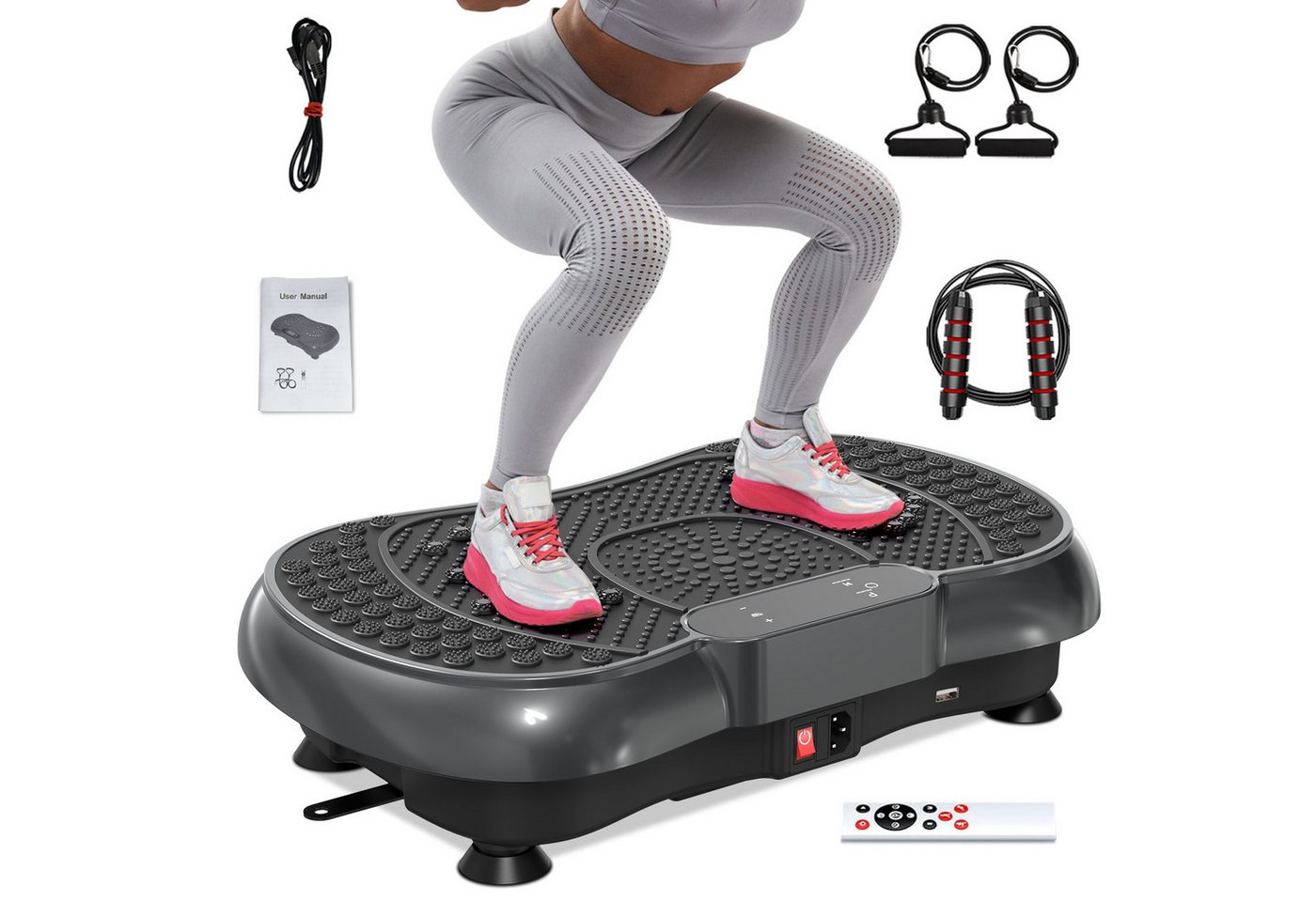 Dskeuzeew Vibrationsplatte Vibrationsplatten mit leiser Motor + Bluetooth, 99 Intensitätsstufen, (Packung, inkl. Trainingsbänder), Ganzkörpertraining, Fett verlieren - inkl. Trainingsbänder